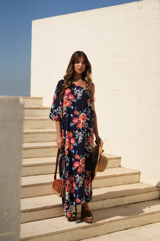 Vestido comprido estampado floral