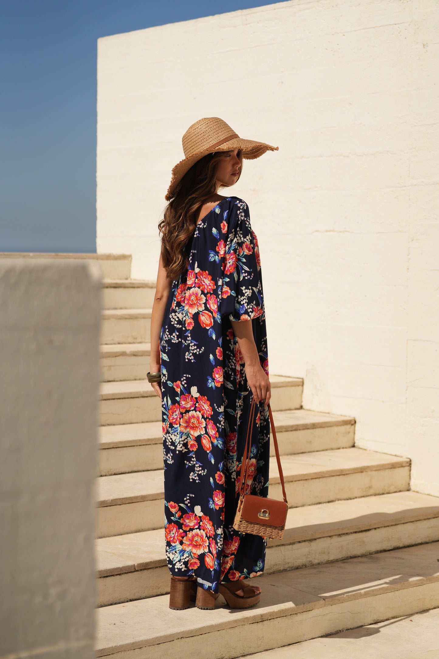 Vestido comprido estampado floral