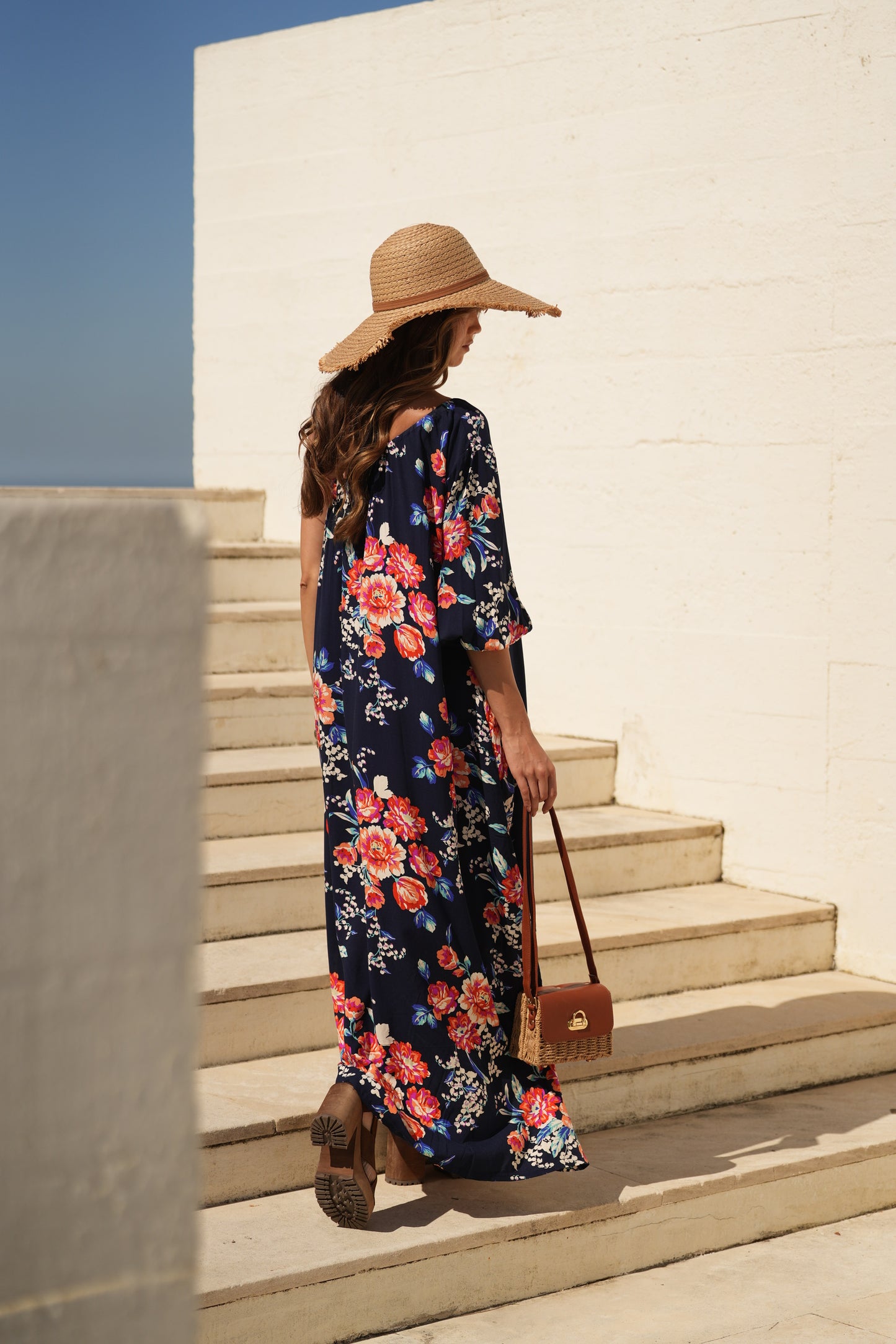 Vestido comprido estampado floral