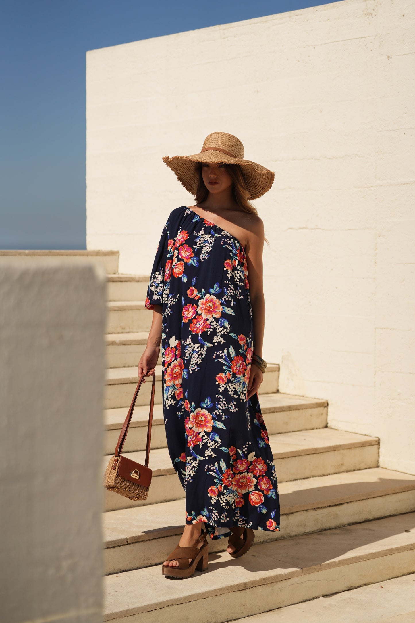 Vestido comprido estampado floral