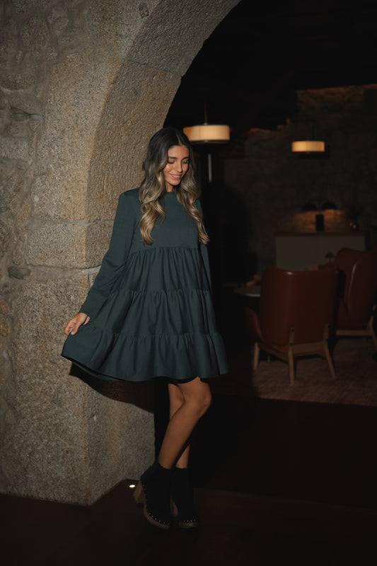 Short dress with gold buttons