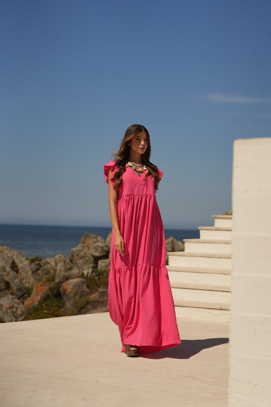 Vestido comprido rosa