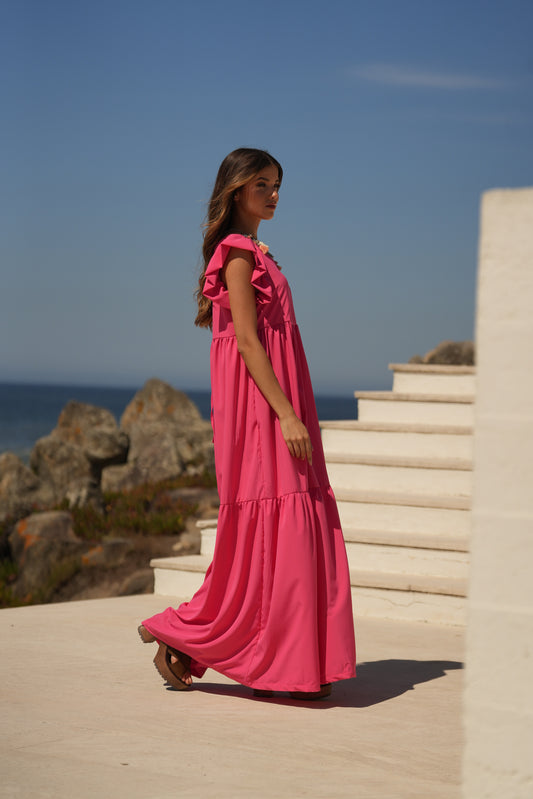 Vestido comprido rosa