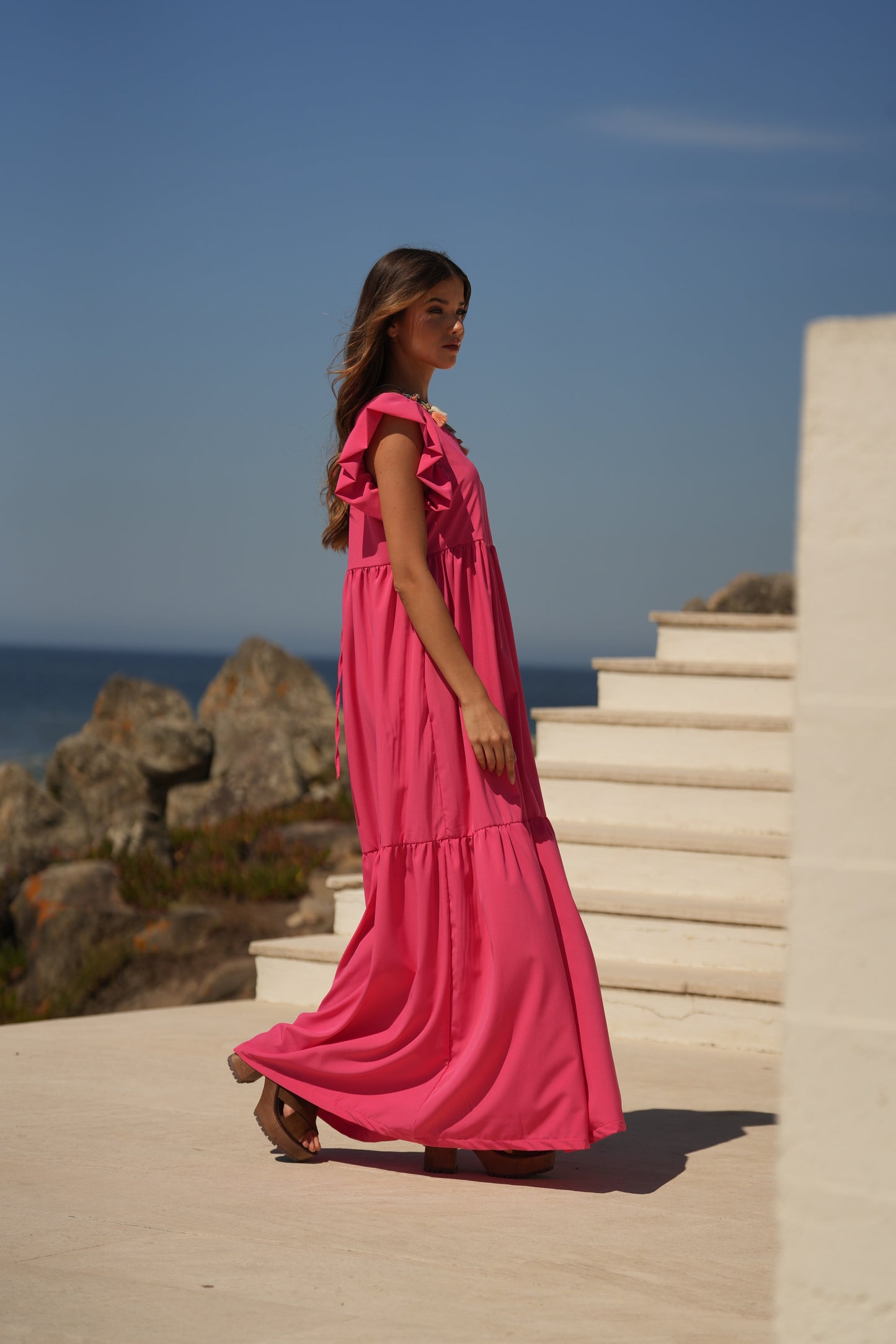 Vestido comprido rosa