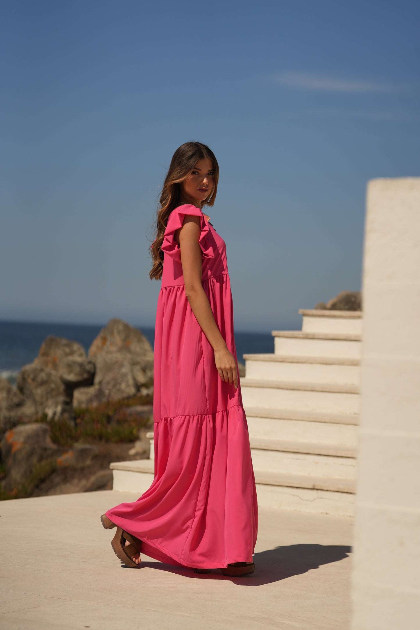 Vestido comprido rosa