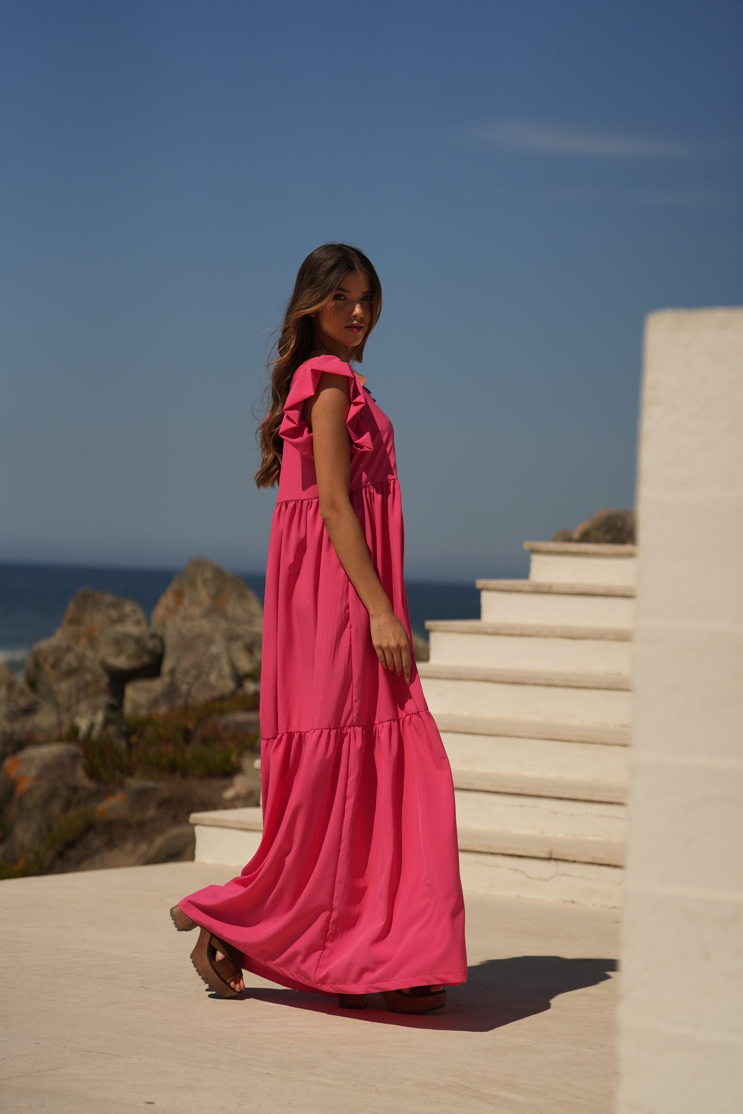 Vestido comprido rosa