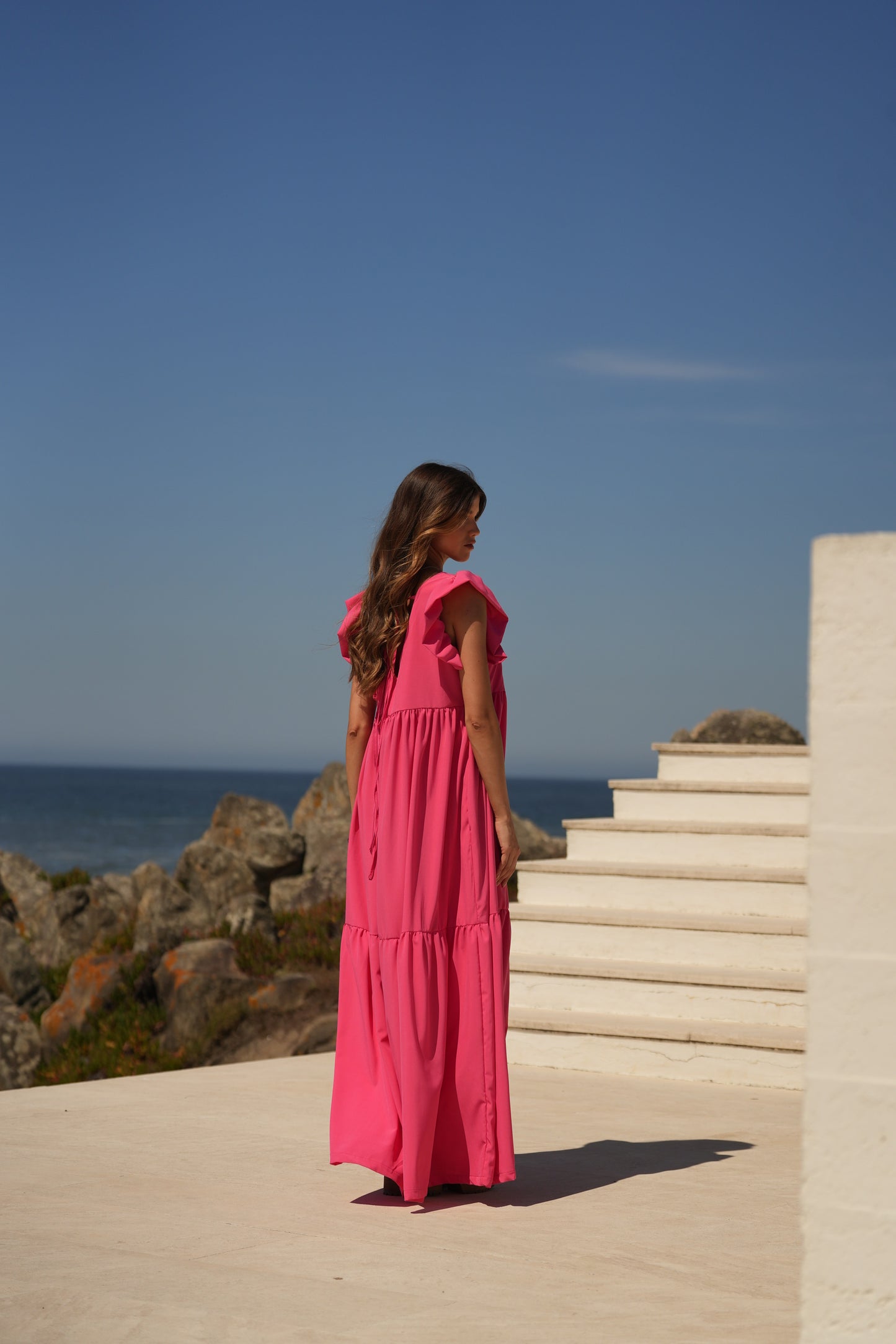 Vestido comprido rosa