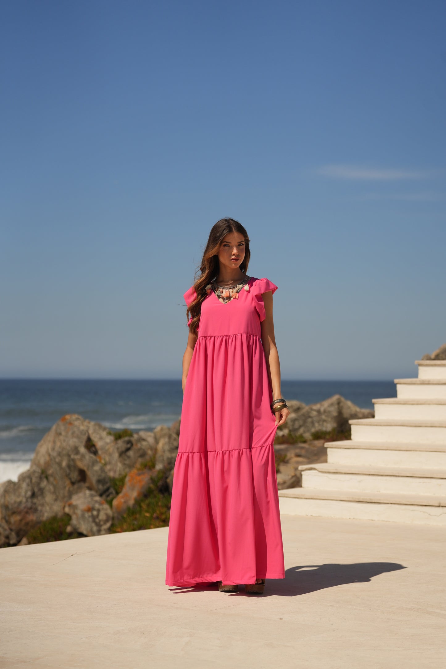 Vestido comprido rosa