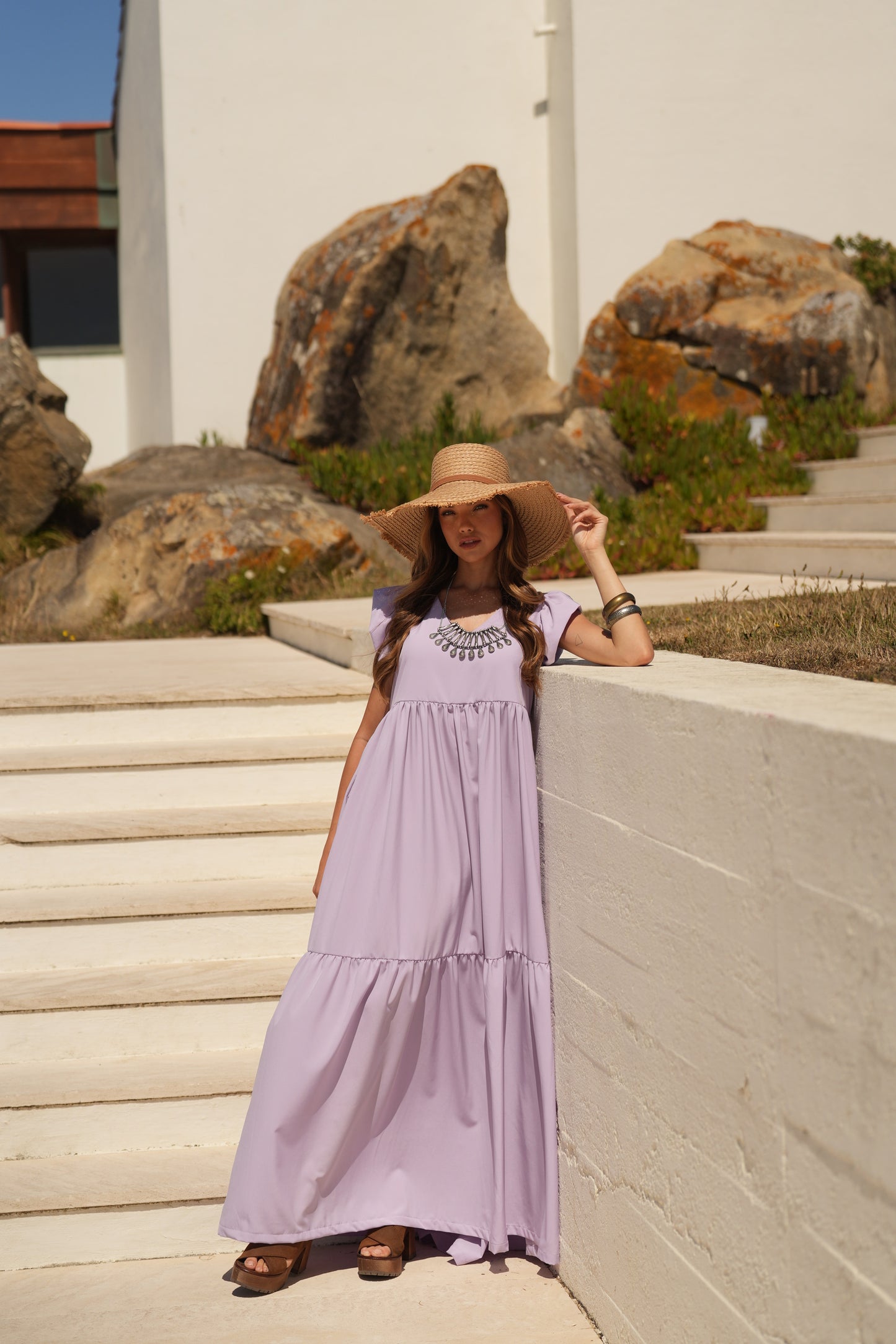 Vestido comprido lavanda
