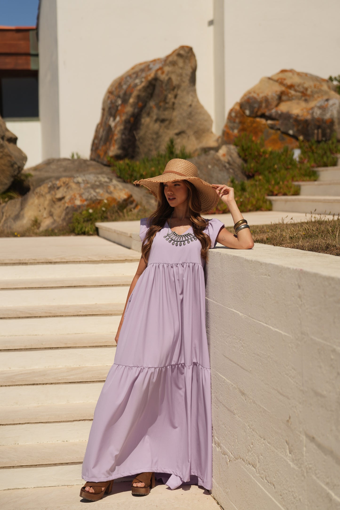 Vestido comprido lavanda