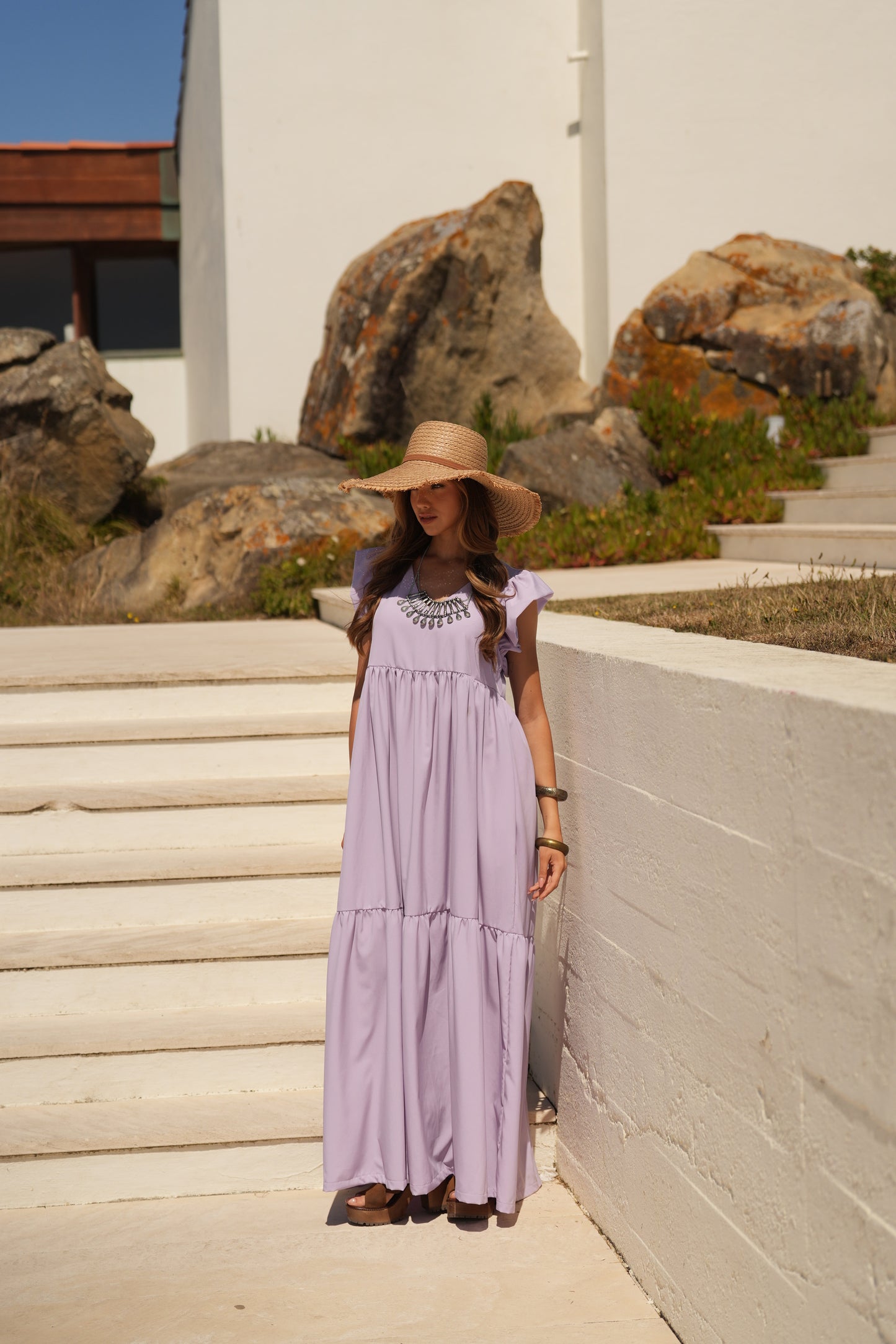 Vestido comprido lavanda