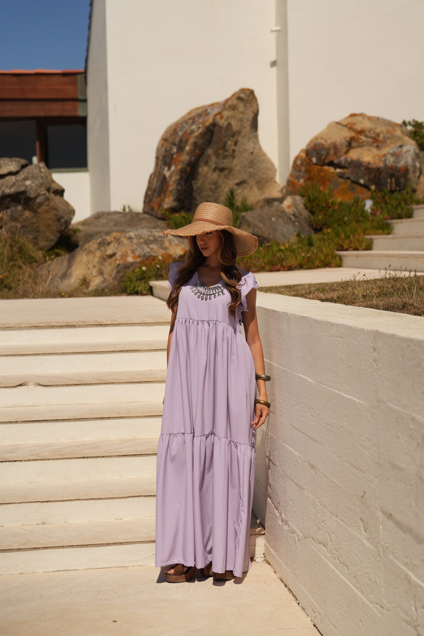Vestido comprido lavanda