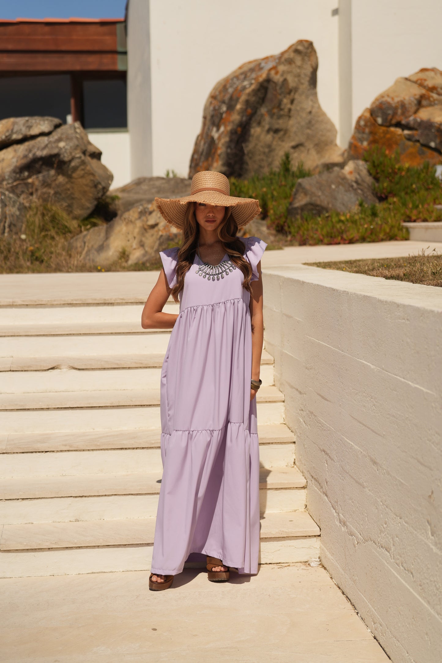 Vestido comprido lavanda