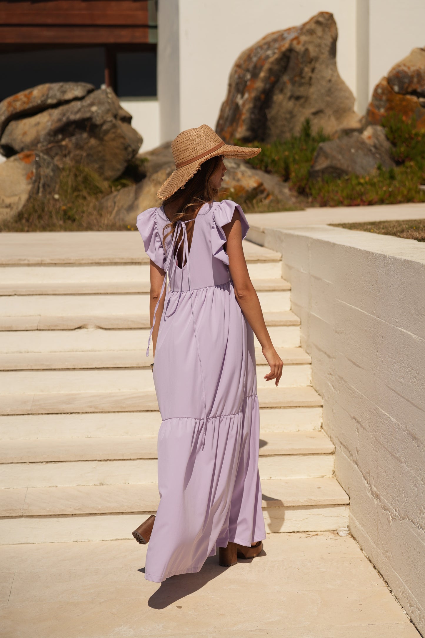 Vestido comprido lavanda
