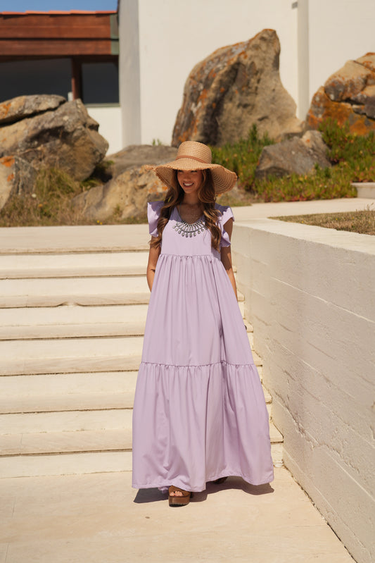 Vestido comprido lavanda