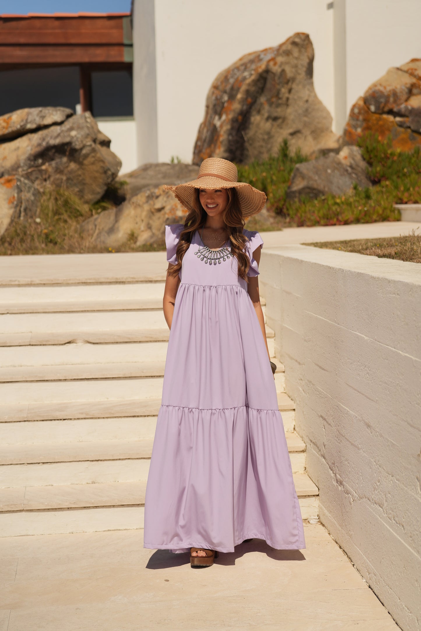 Vestido comprido lavanda