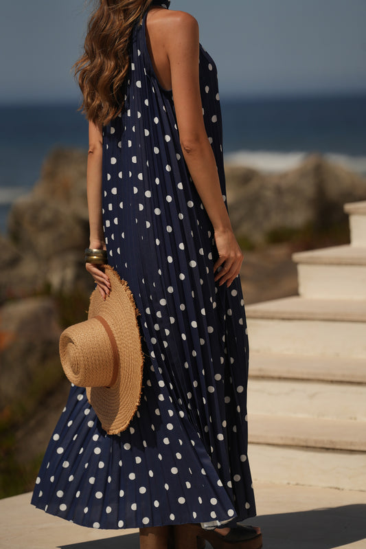 Vestido plissado estampado bolas