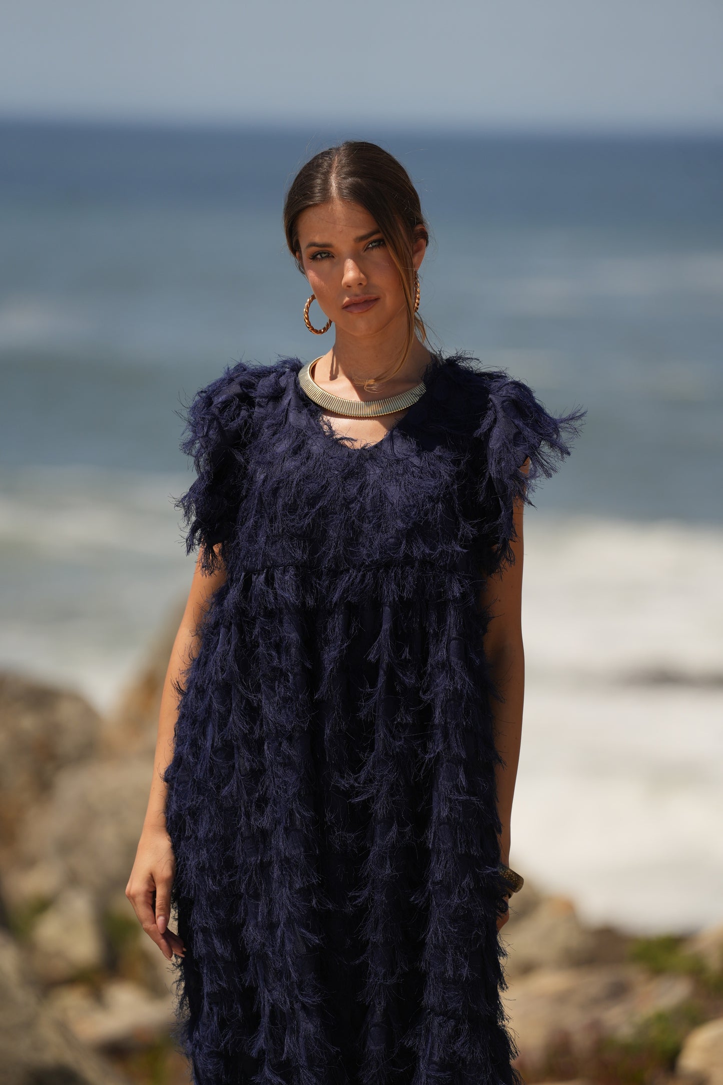 Edição limitada! Vestido comprido de cerimónia azul marinho