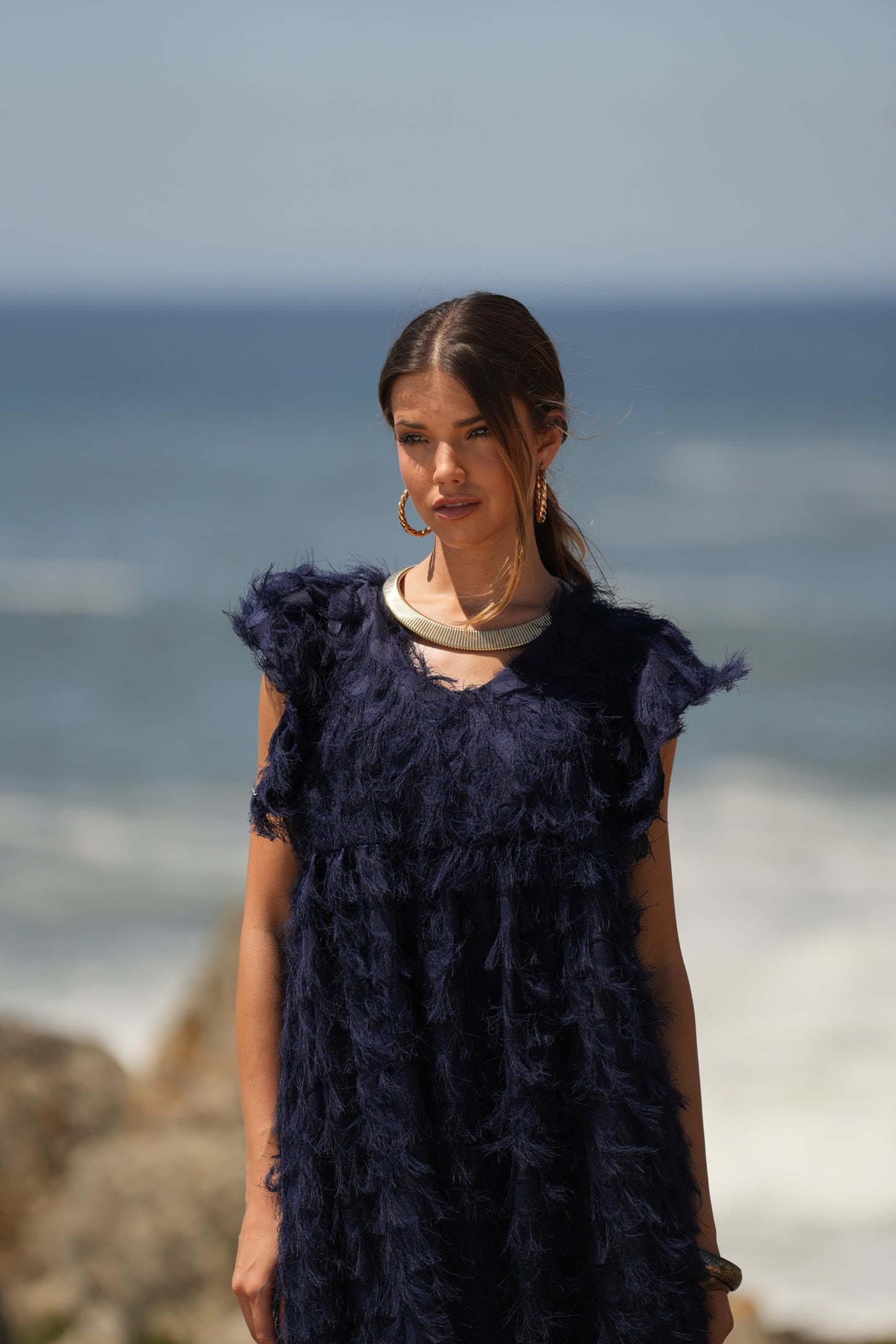 Edição limitada! Vestido comprido de cerimónia azul marinho