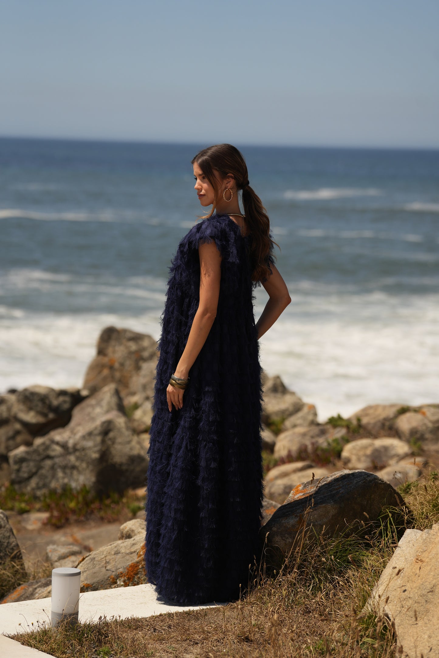 Edição limitada! Vestido comprido de cerimónia azul marinho