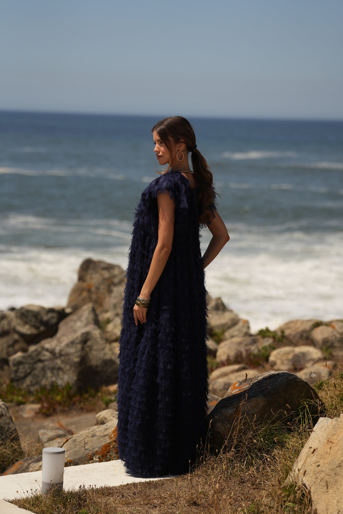 Edição limitada! Vestido comprido de cerimónia azul marinho