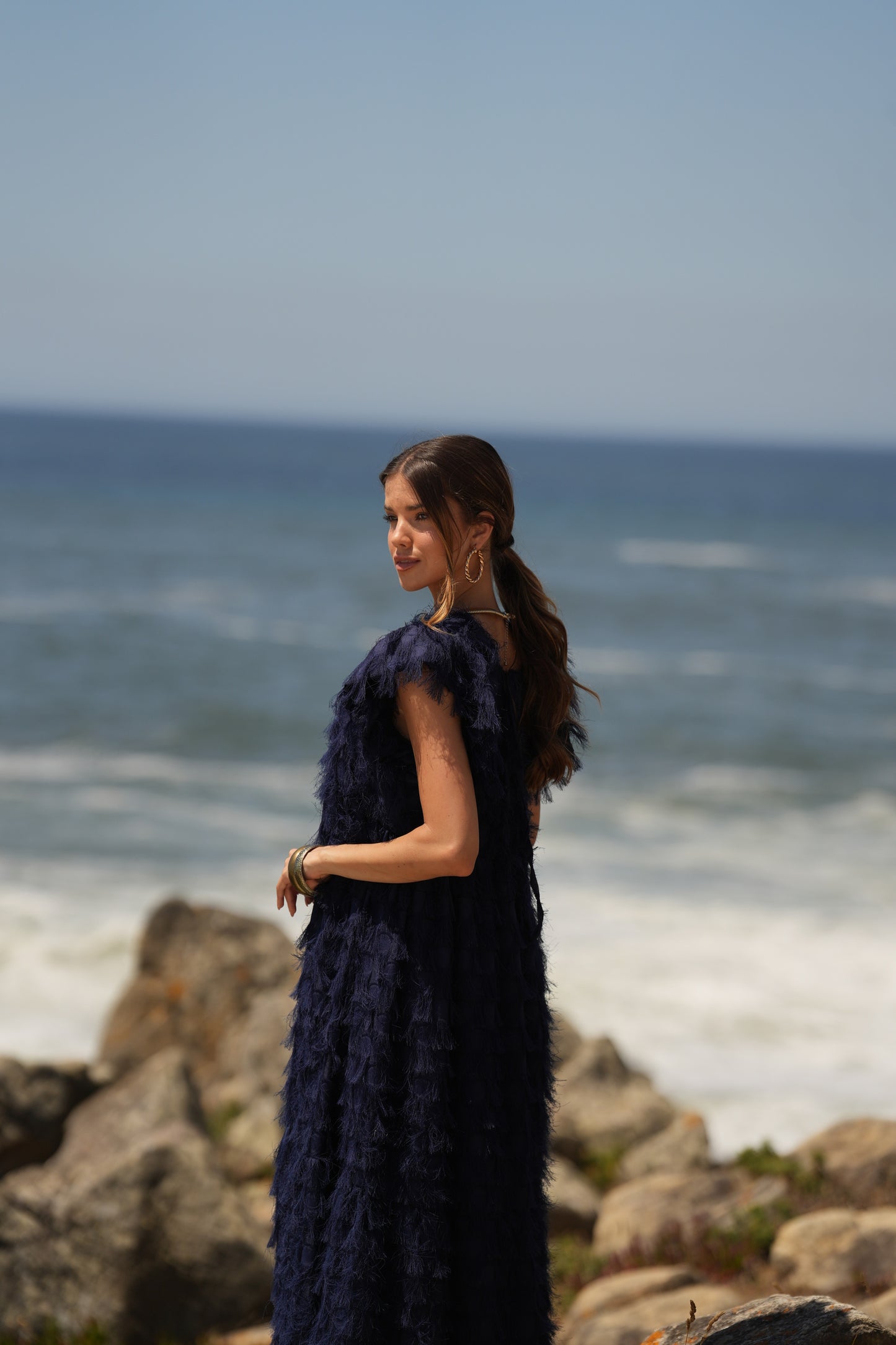 Edição limitada! Vestido comprido de cerimónia azul marinho