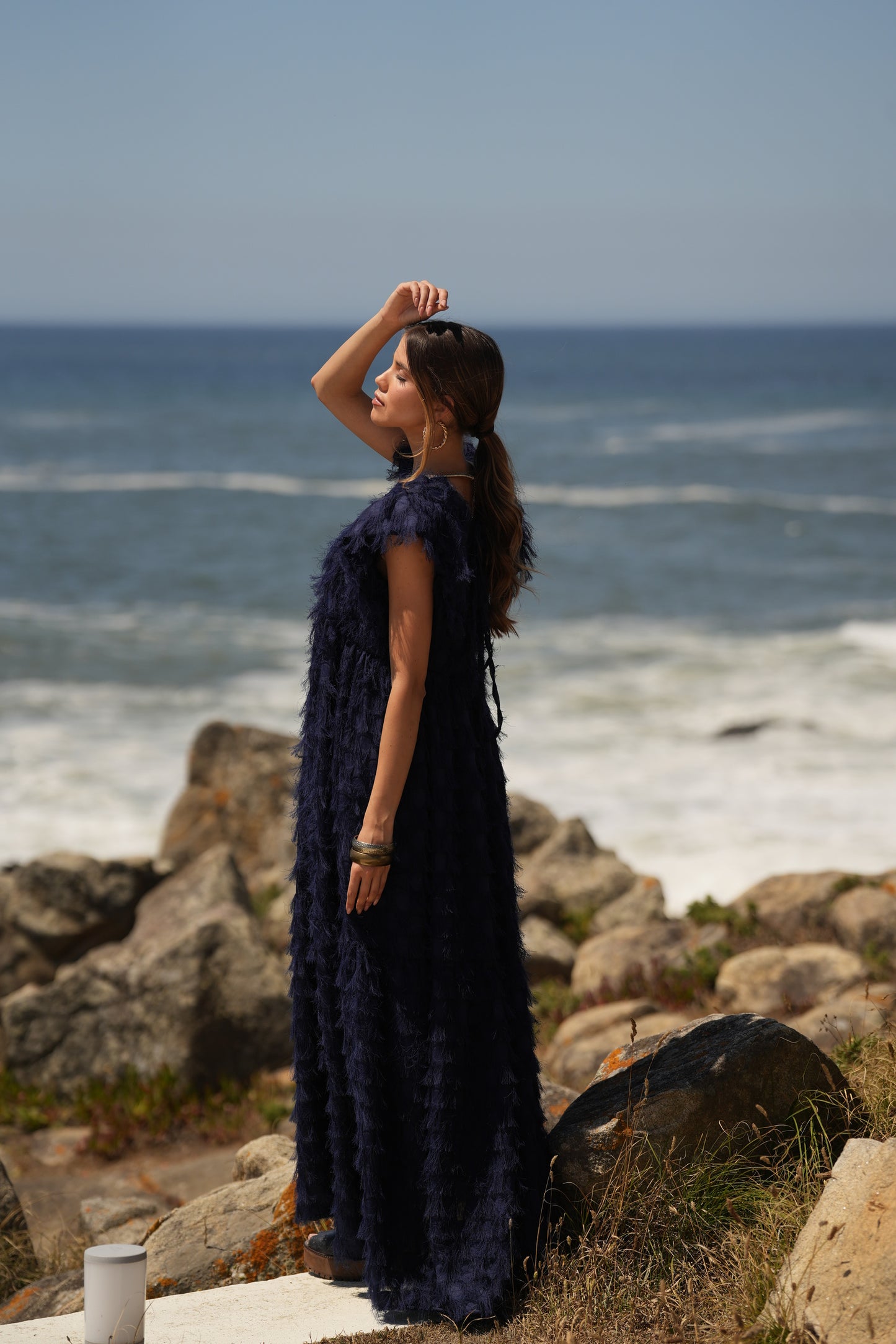 Edição limitada! Vestido comprido de cerimónia azul marinho