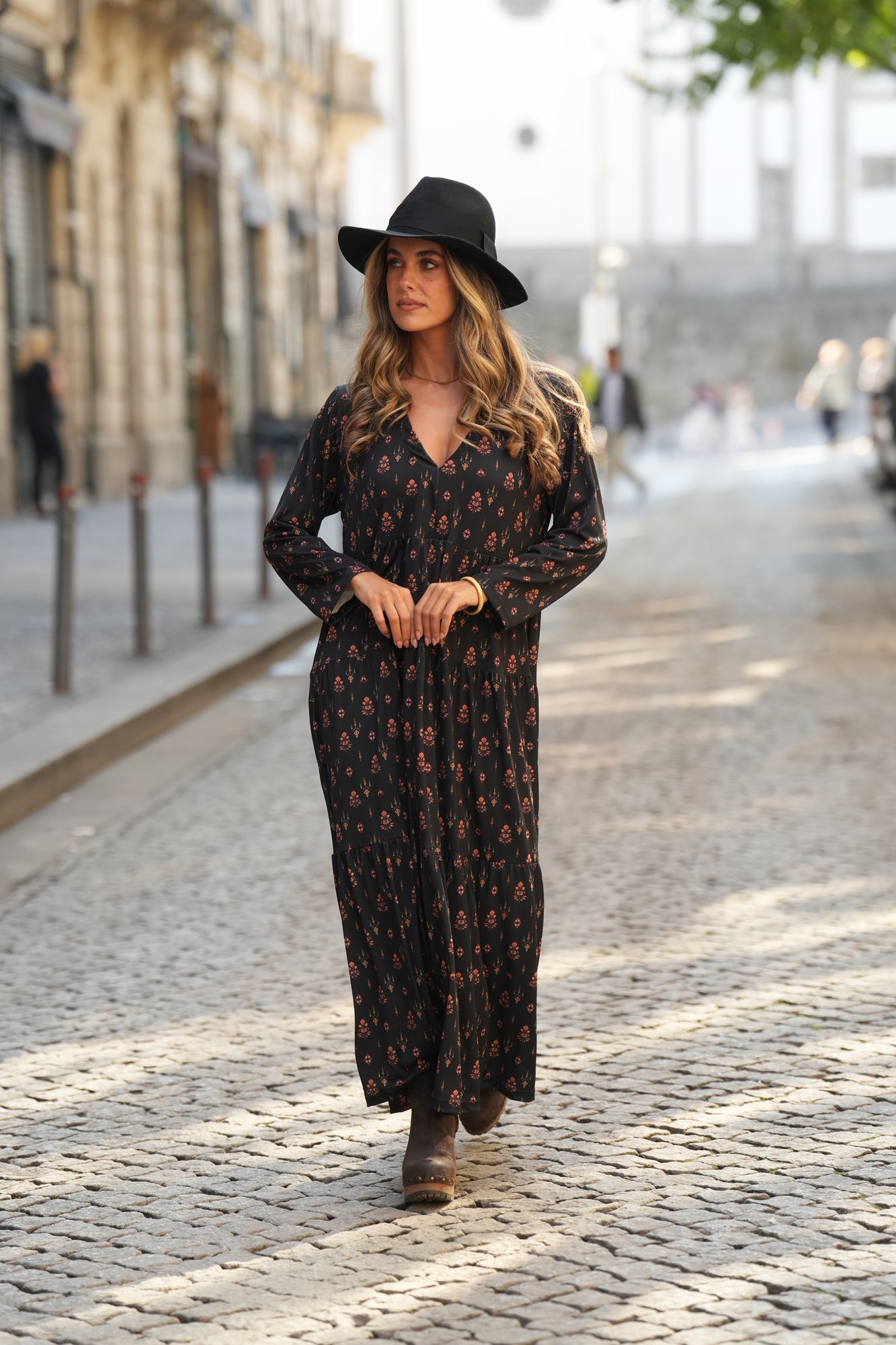 Vestido comprido estampado