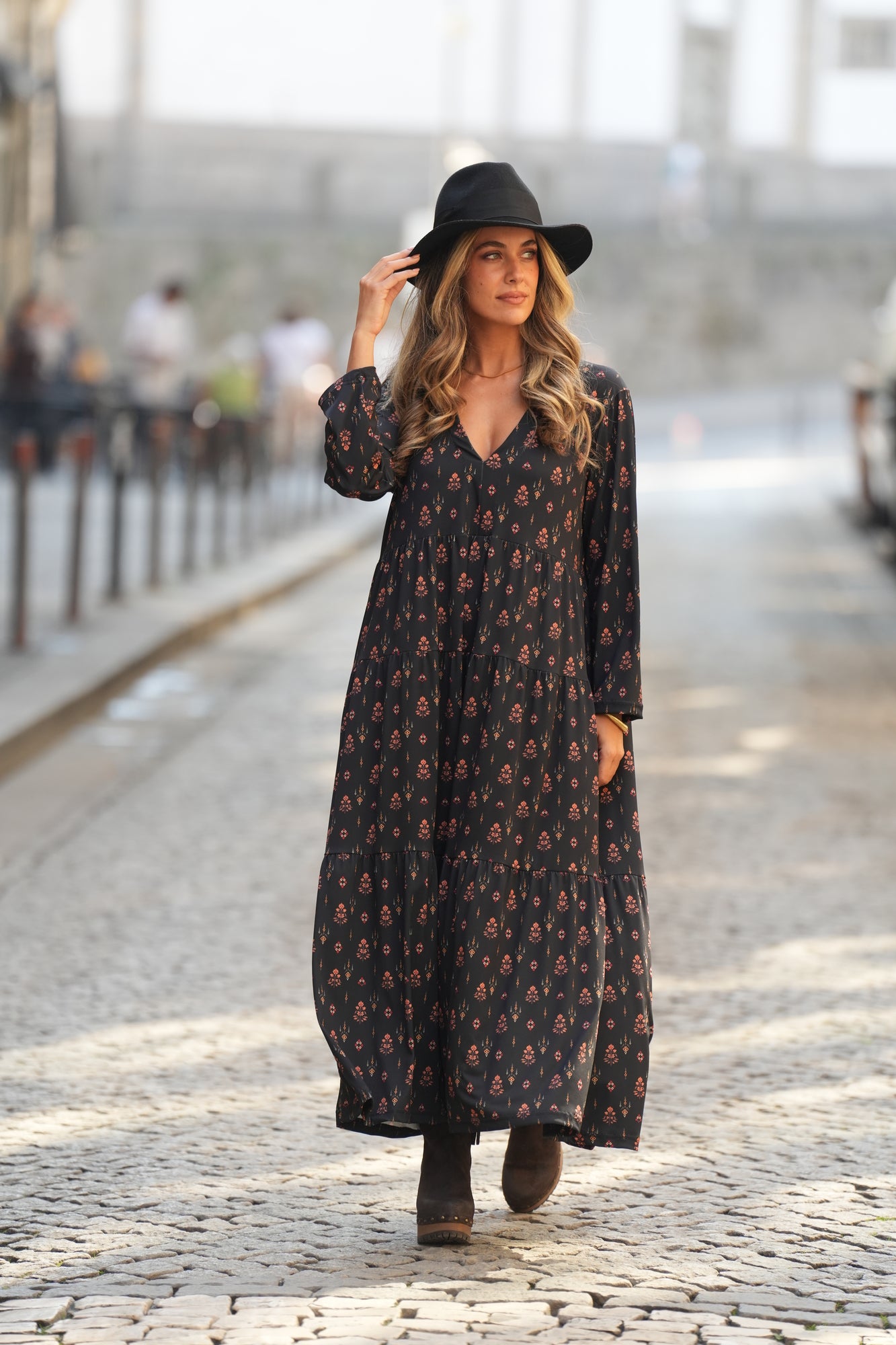 Vestido comprido estampado