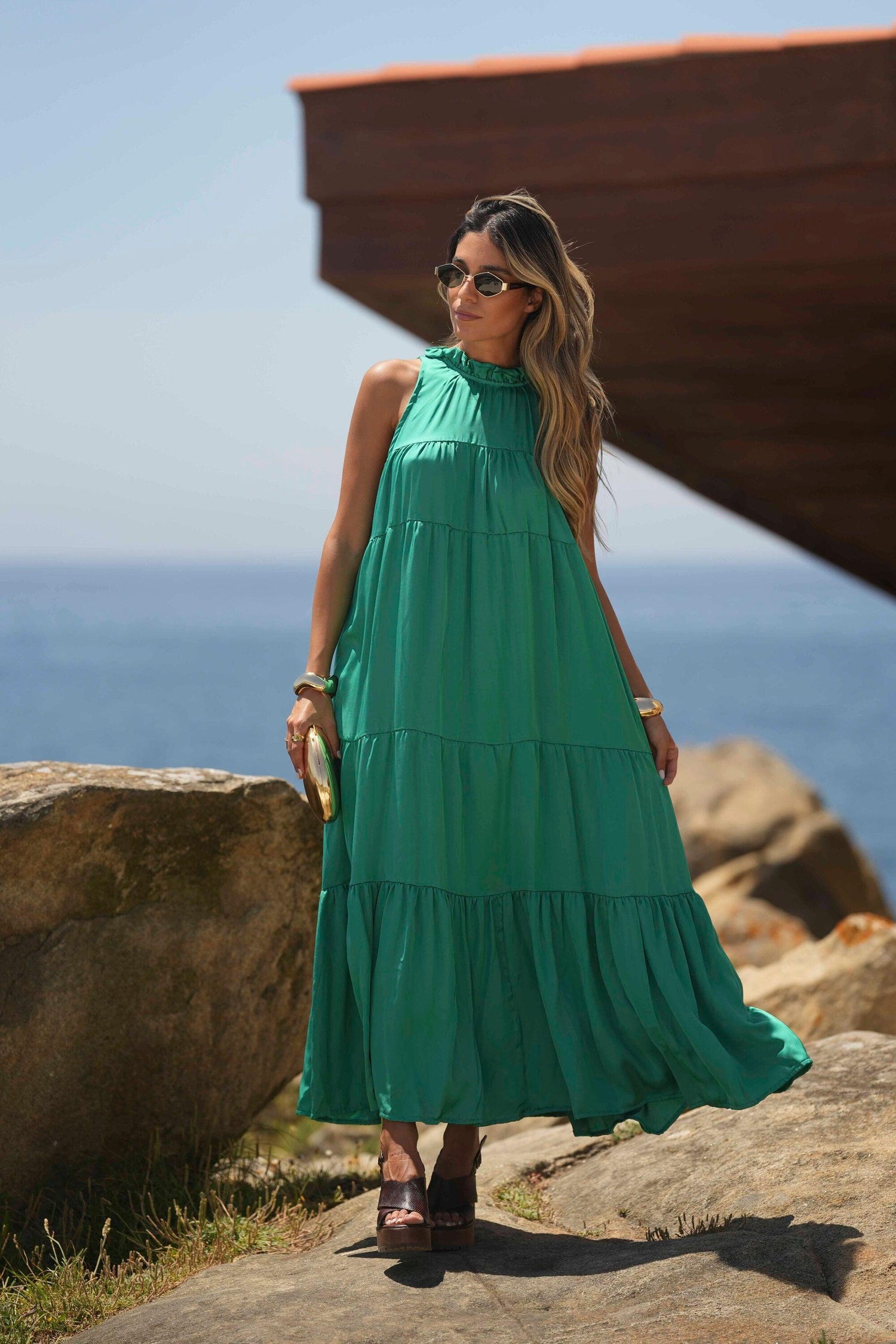 Vestido comprido liso - BOHOME