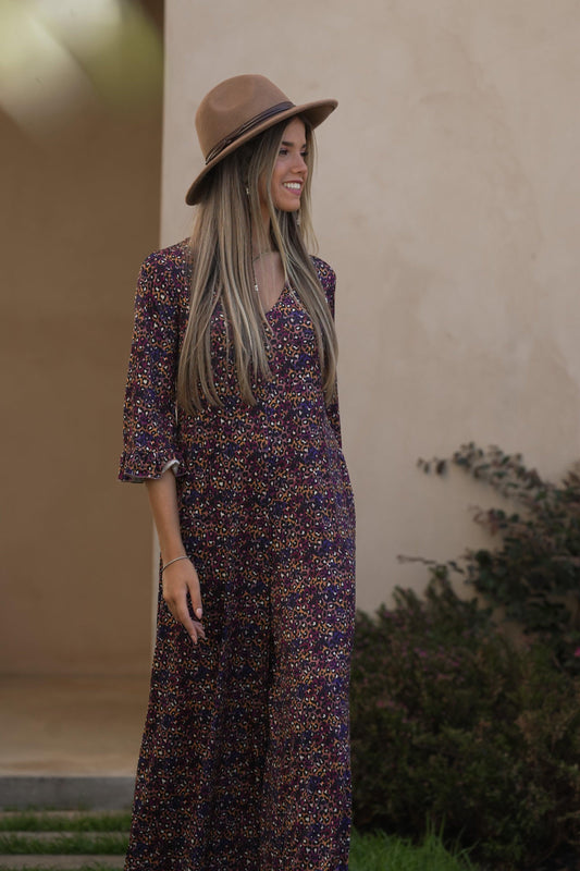 Long jumpsuit in printed knit