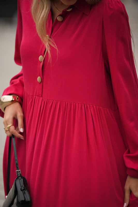 Long dress with gold buttons