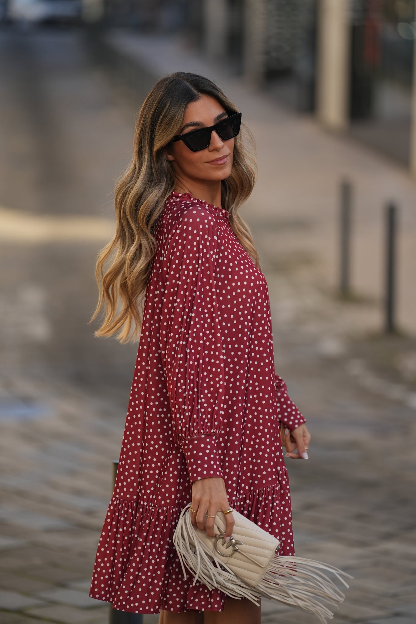 Short dress with printed knit