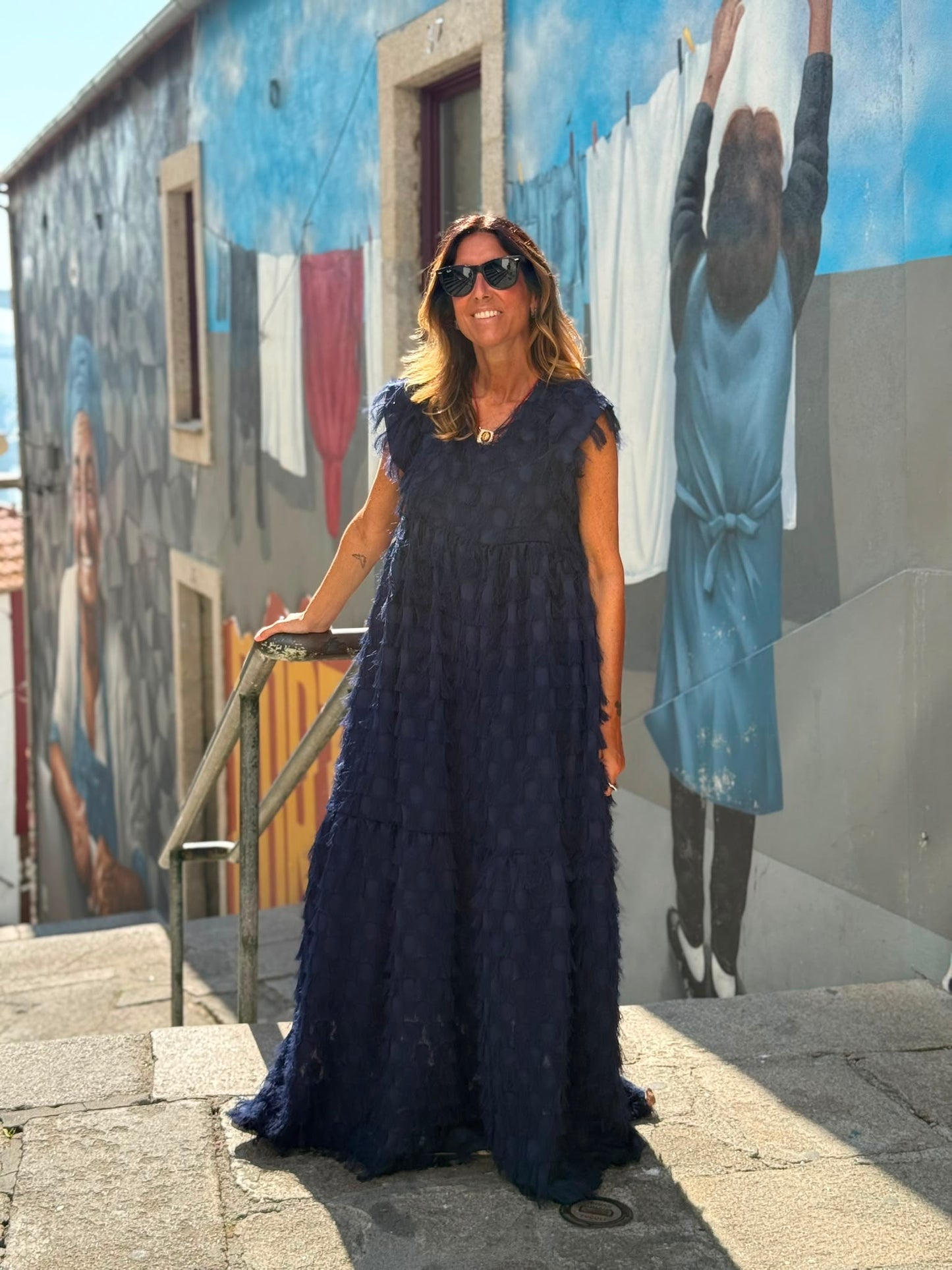 Edição limitada! Vestido comprido de cerimónia azul marinho