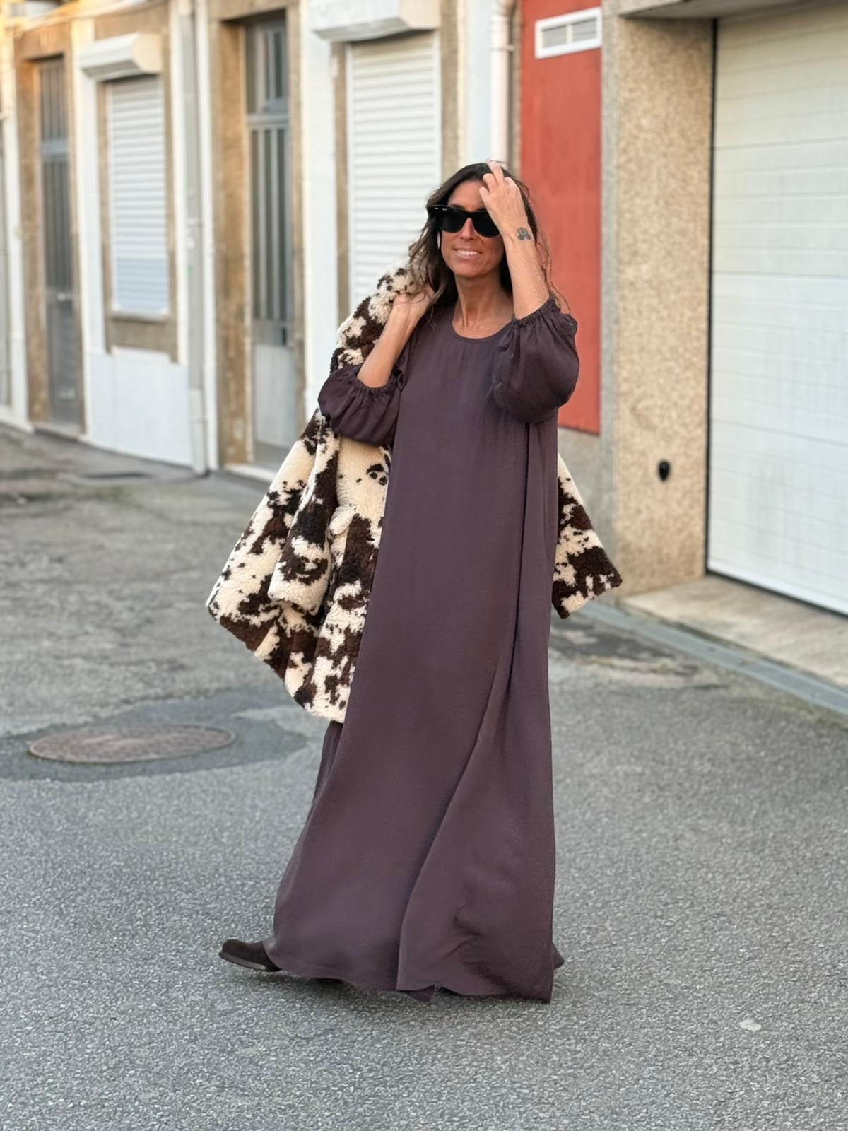Long brown viscose dress