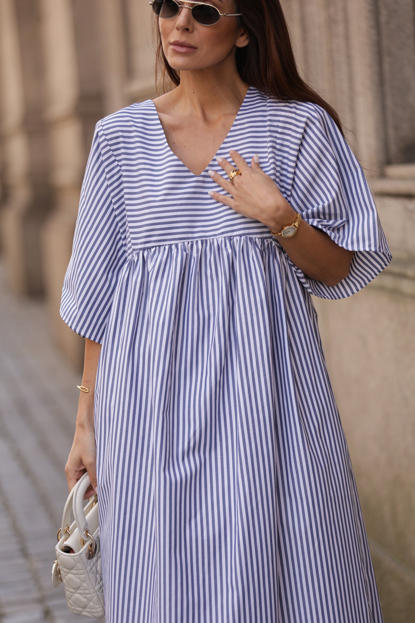 Vestido comprido riscas