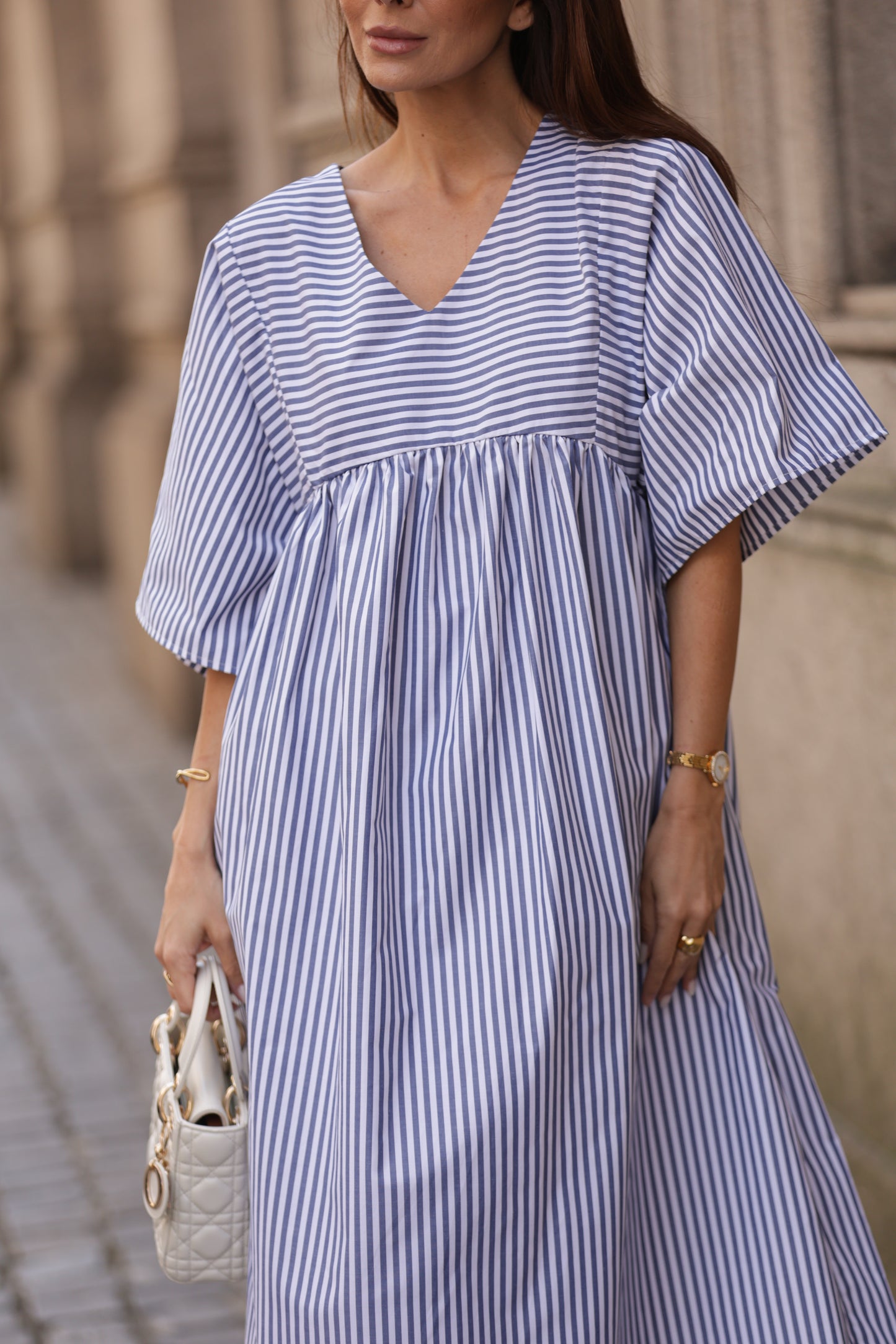 Vestido comprido riscas