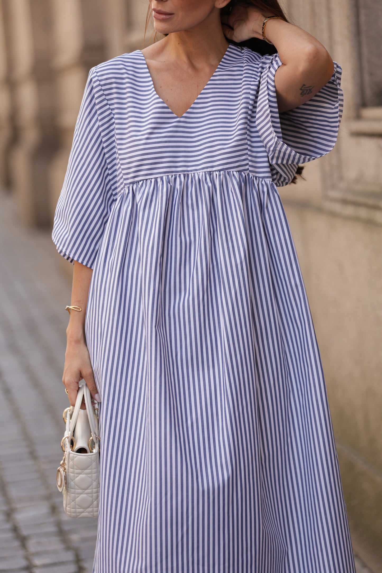 Vestido comprido riscas