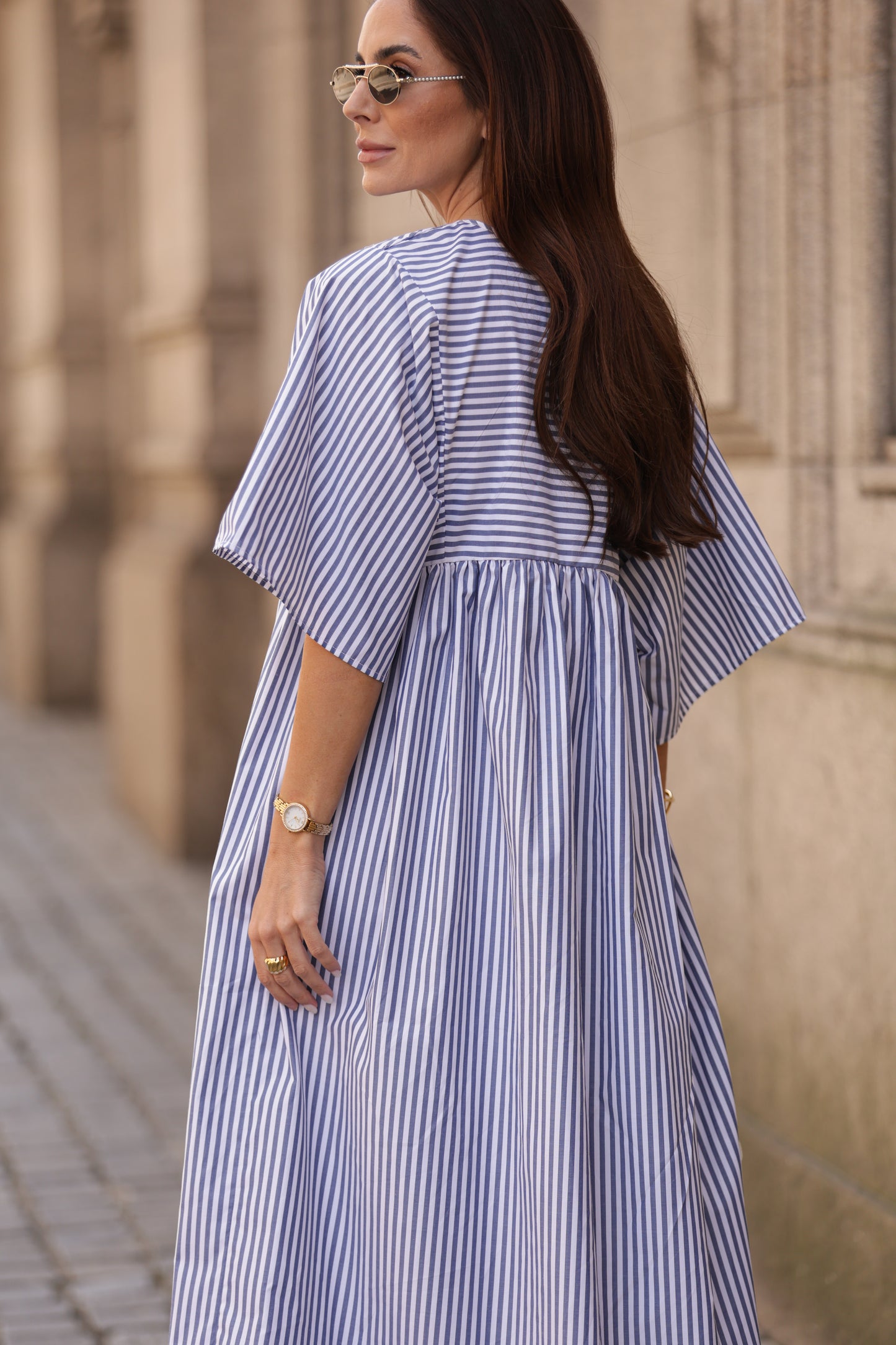 Vestido comprido riscas