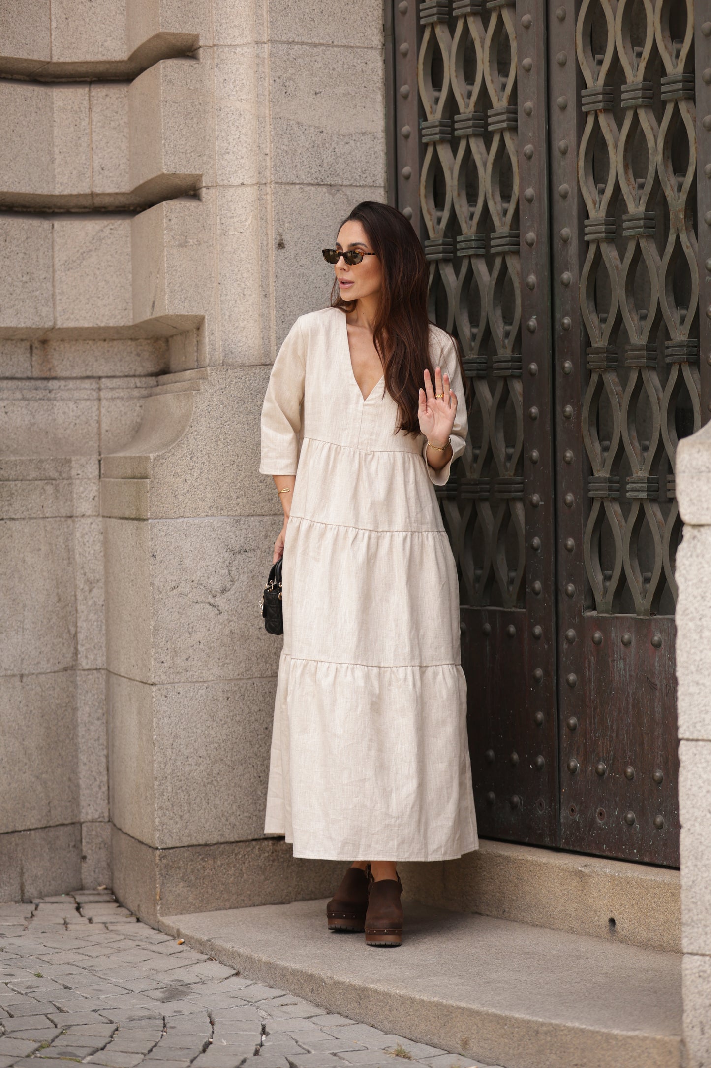 Vestido comprido em linho
