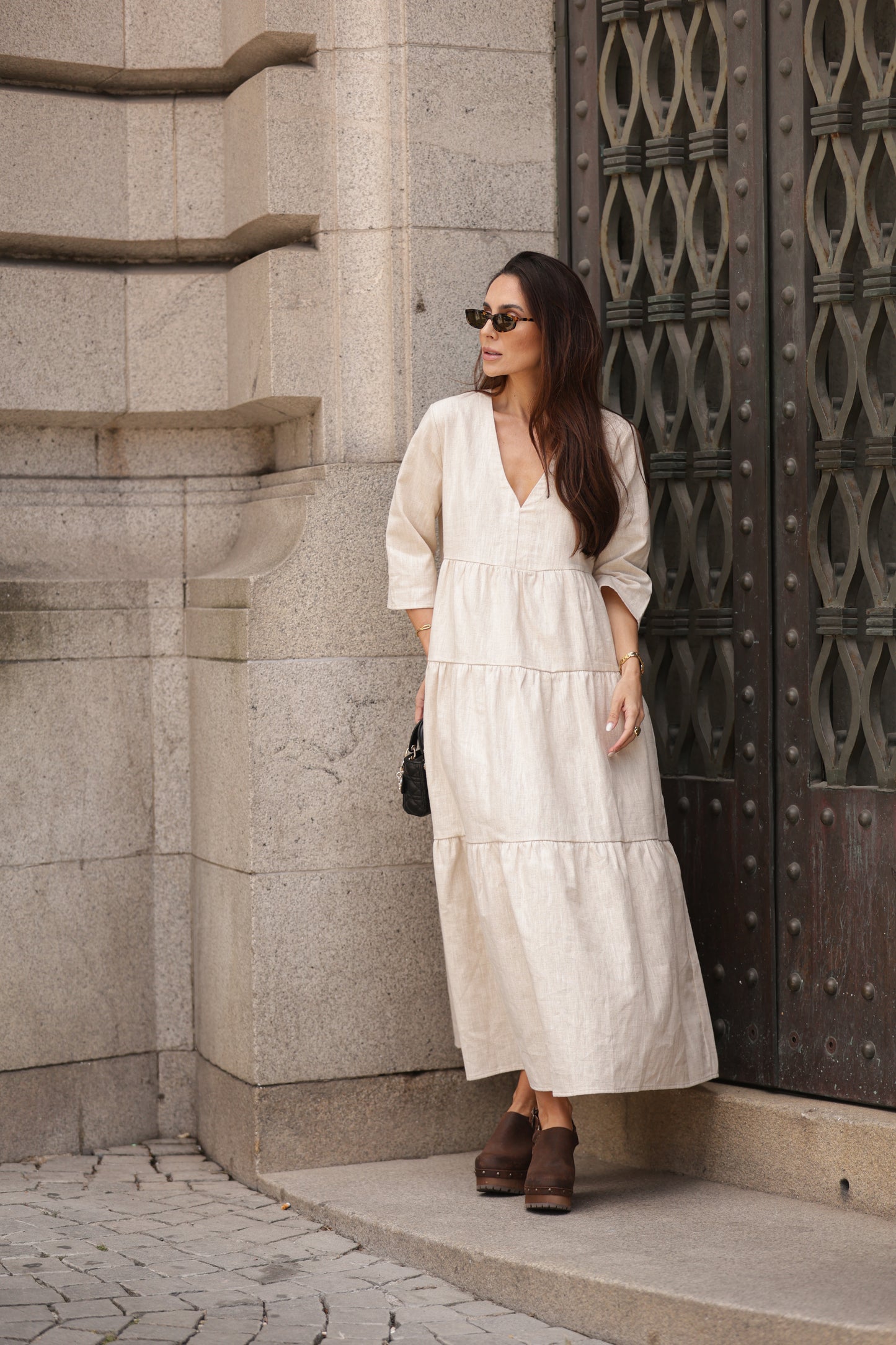 Vestido comprido em linho