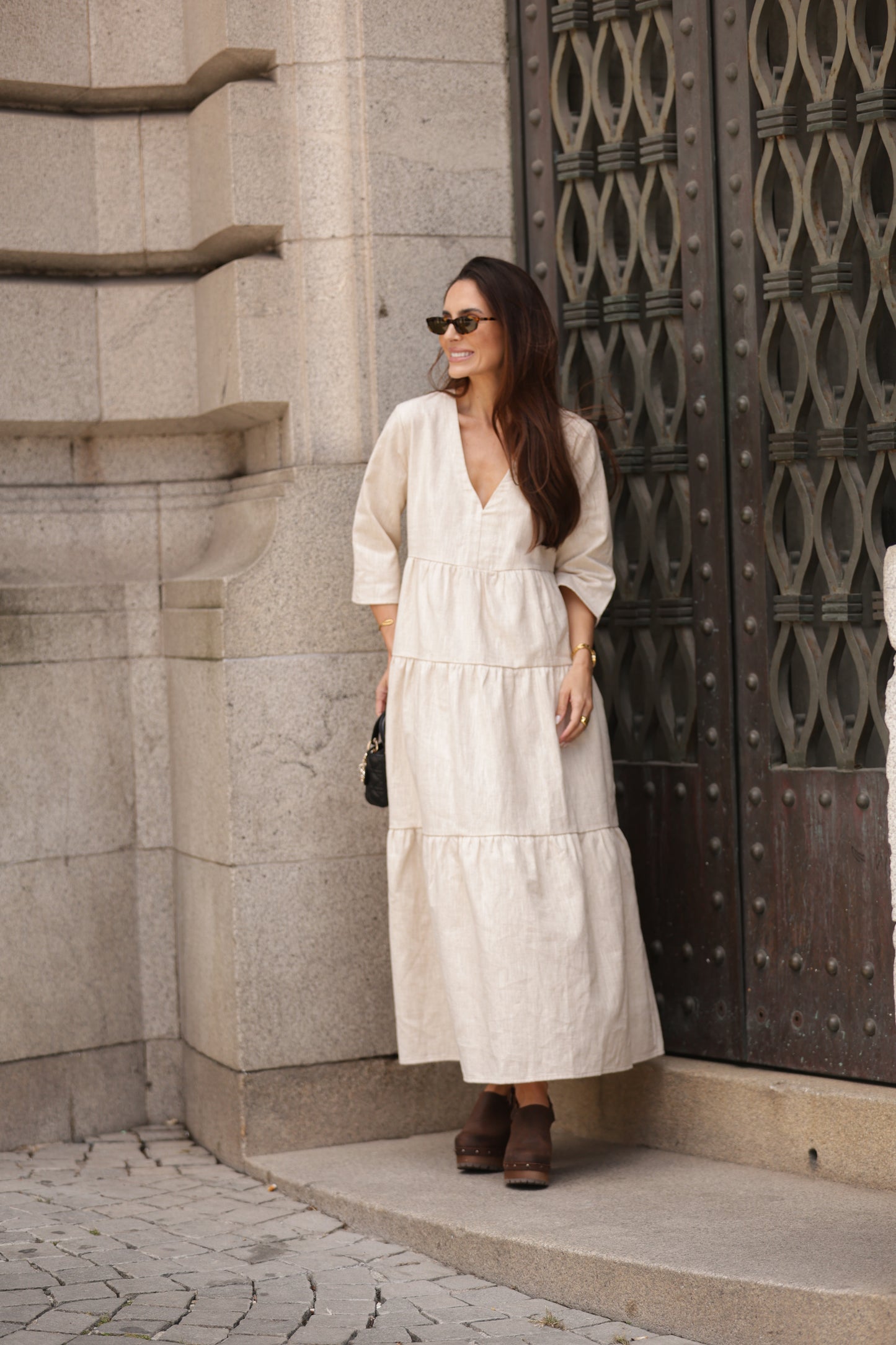 Vestido comprido em linho