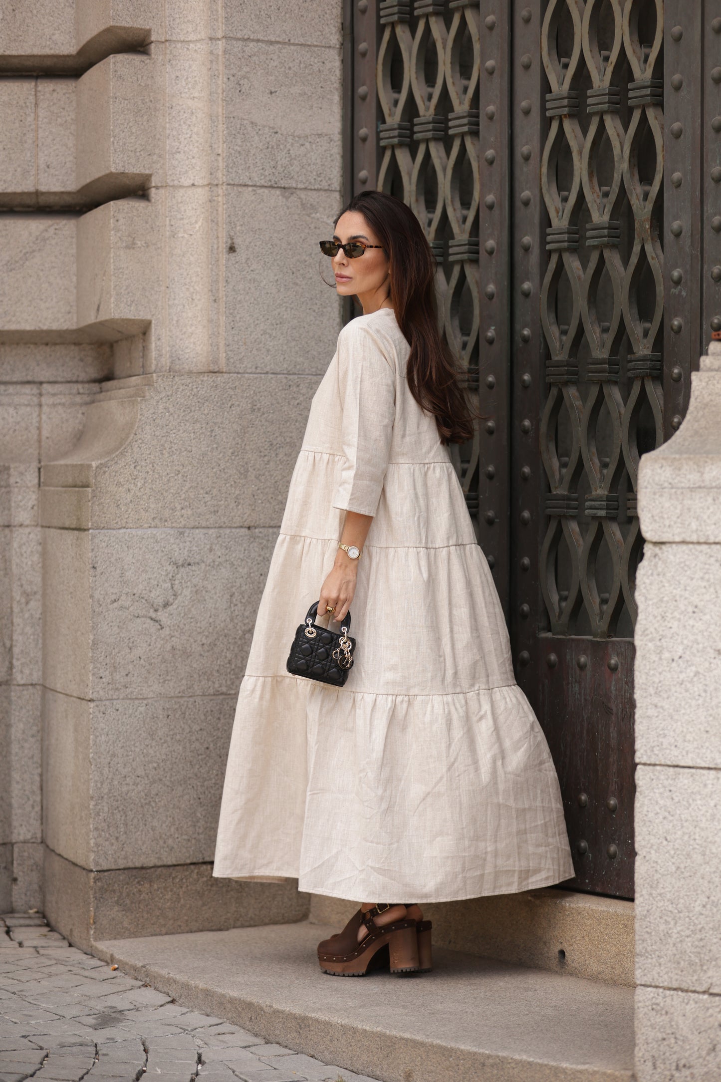 Vestido comprido em linho