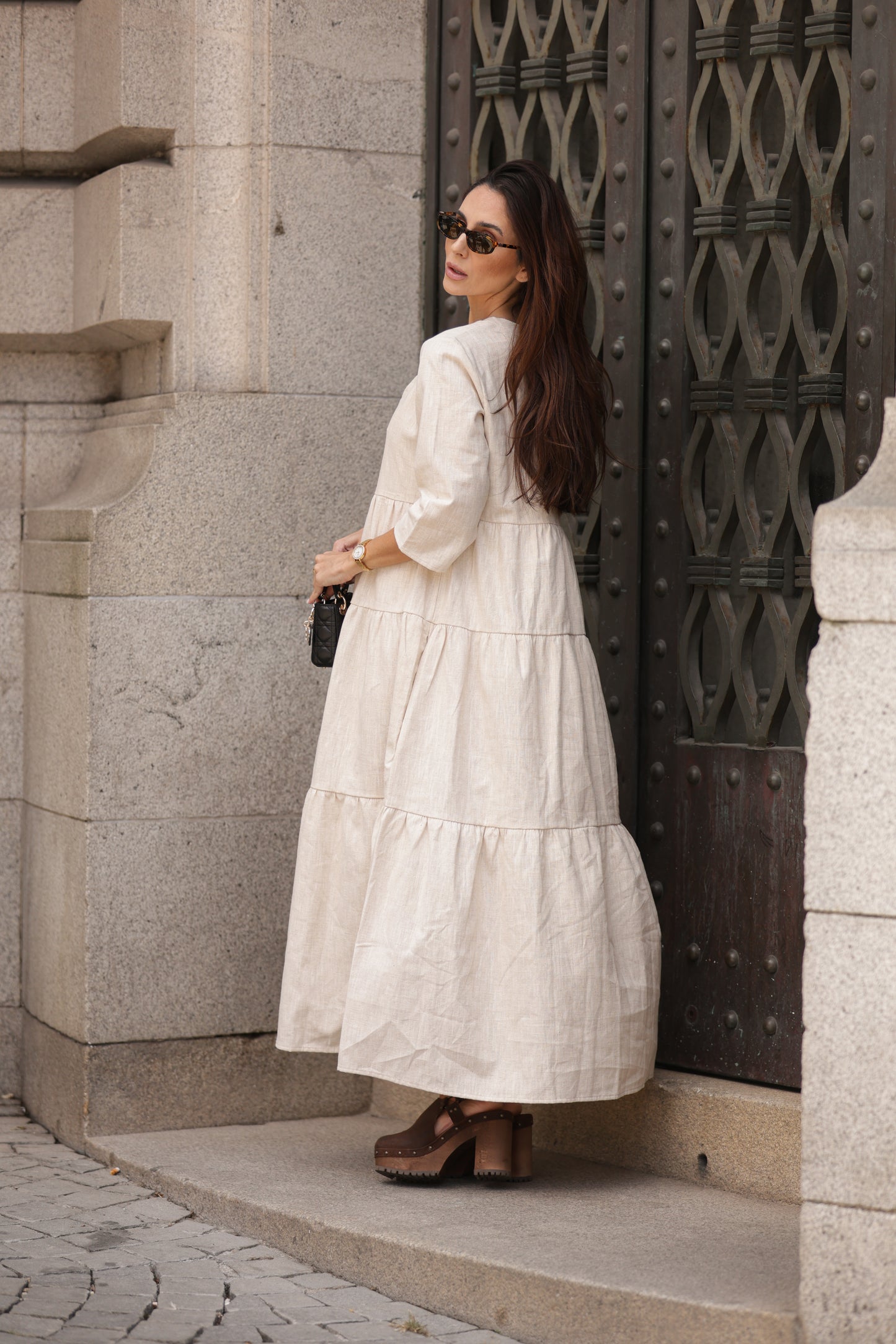 Vestido comprido em linho