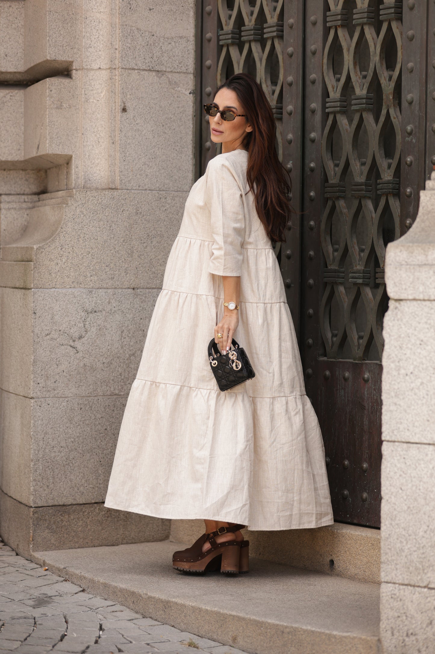 Vestido comprido em linho