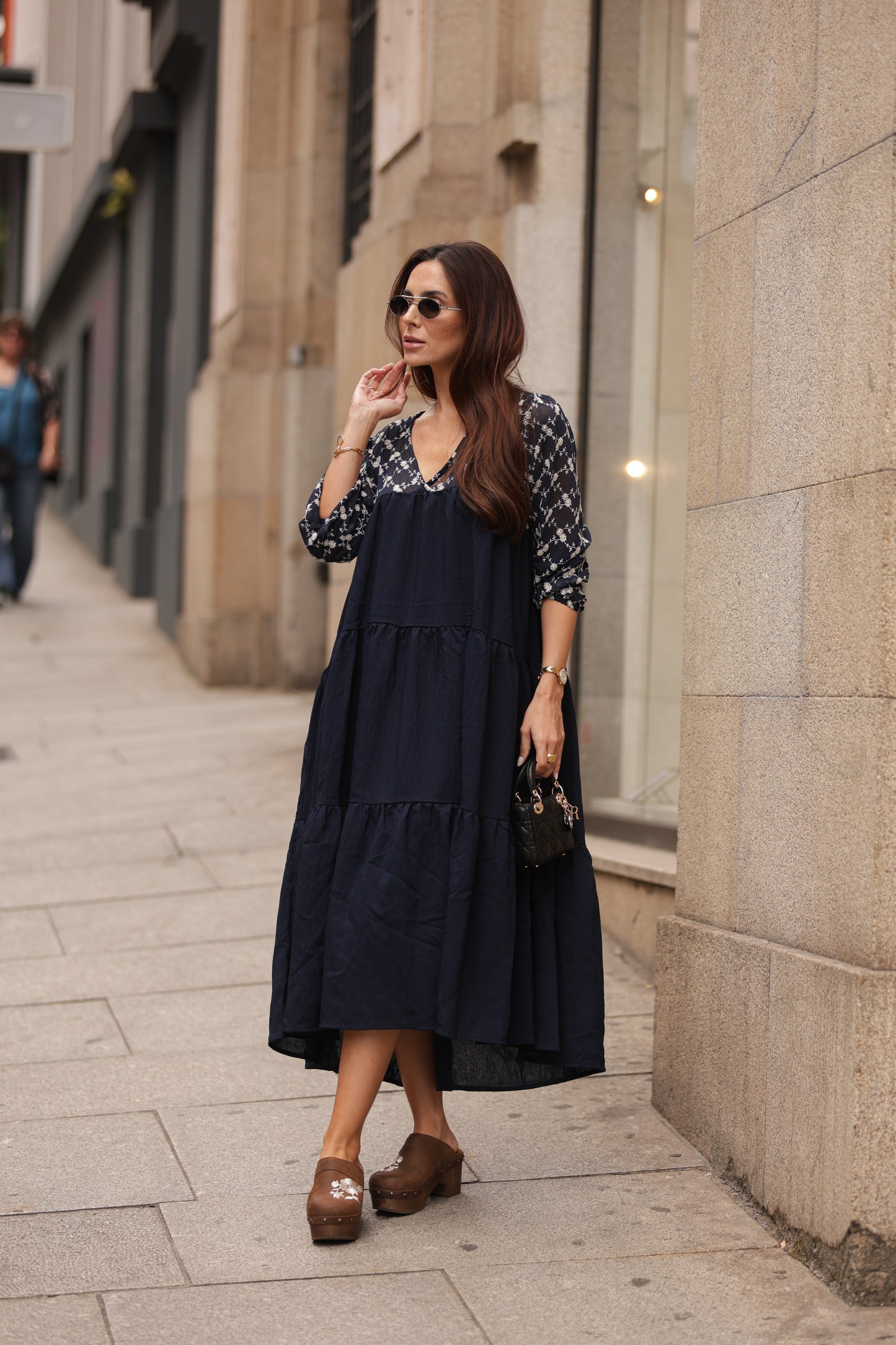 Vestido comprido azul