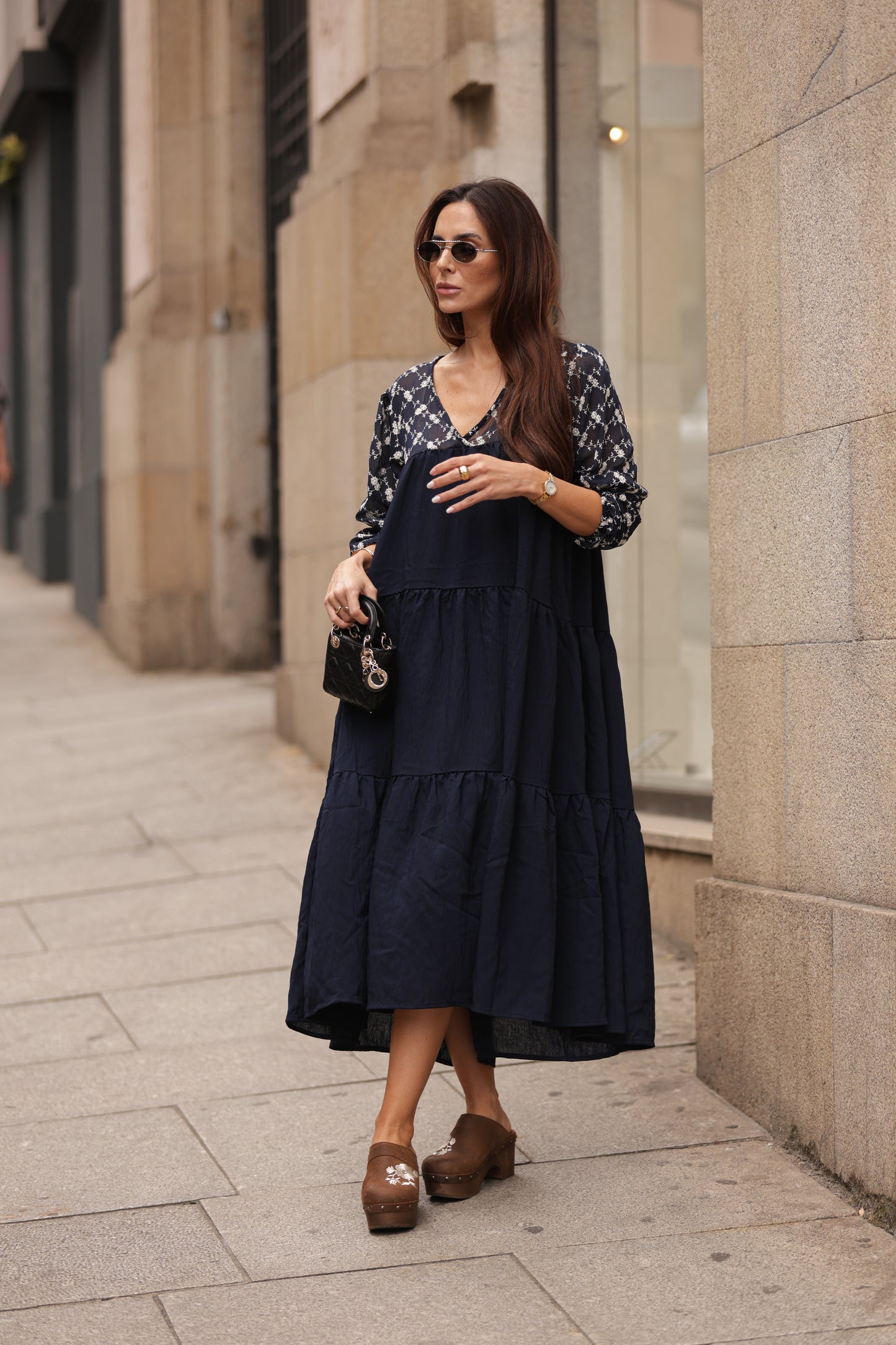 Vestido comprido azul