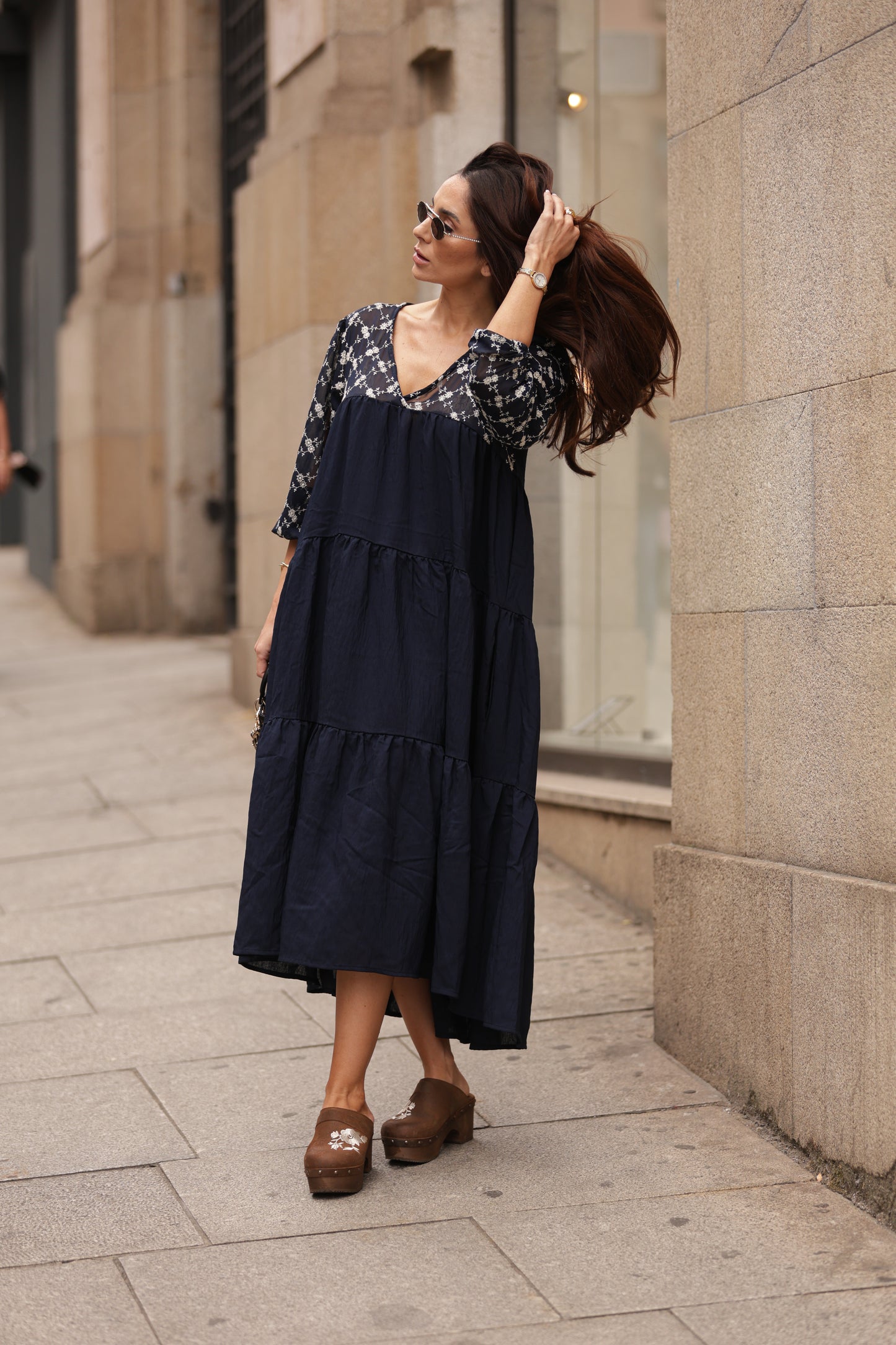 Vestido comprido azul
