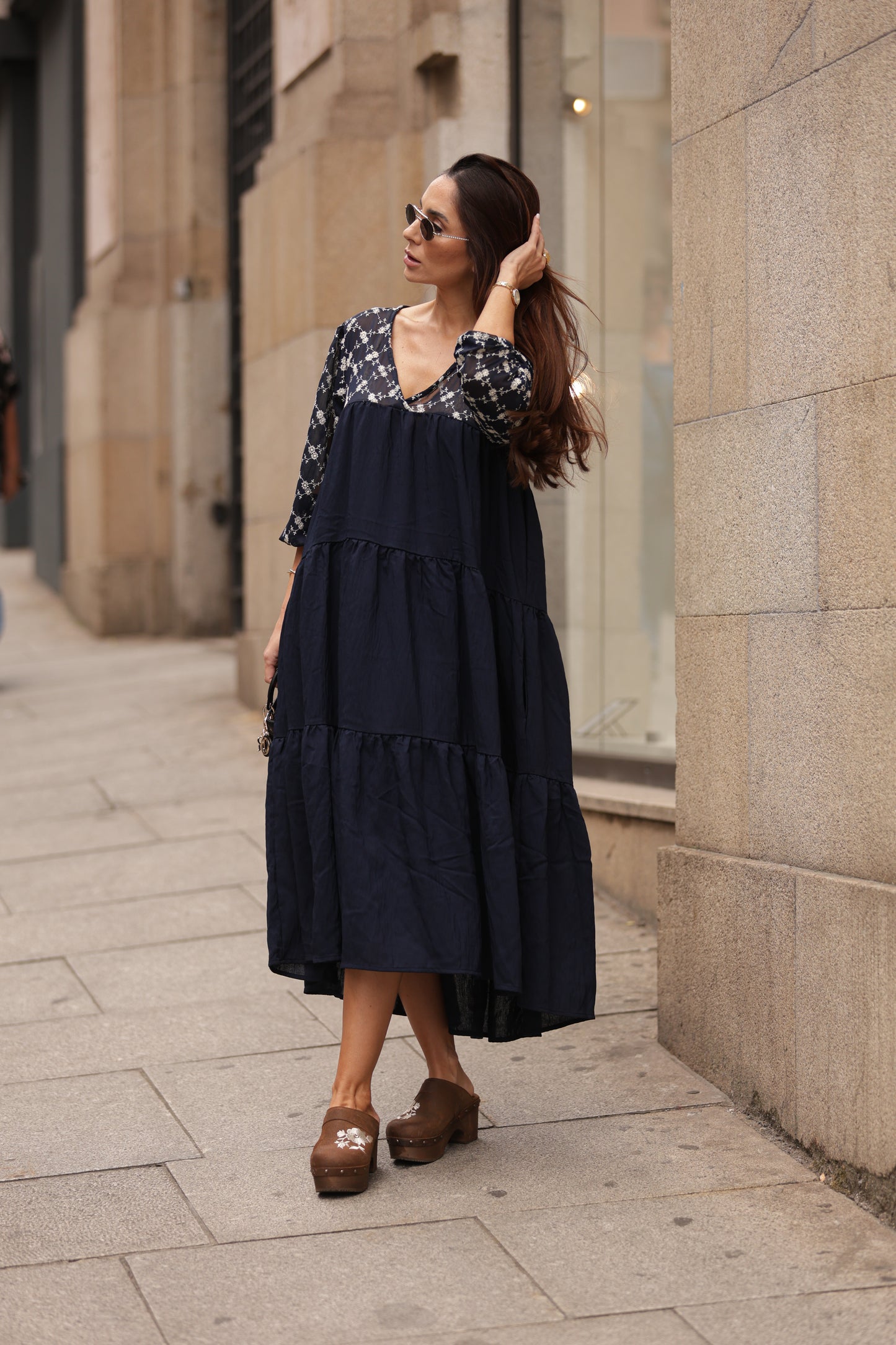 Vestido comprido azul