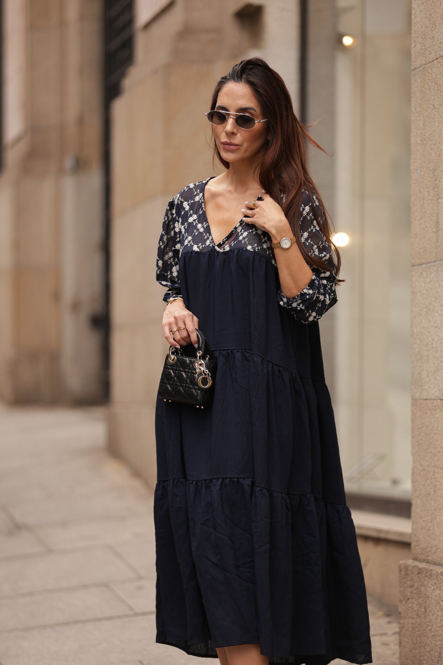 Vestido comprido azul